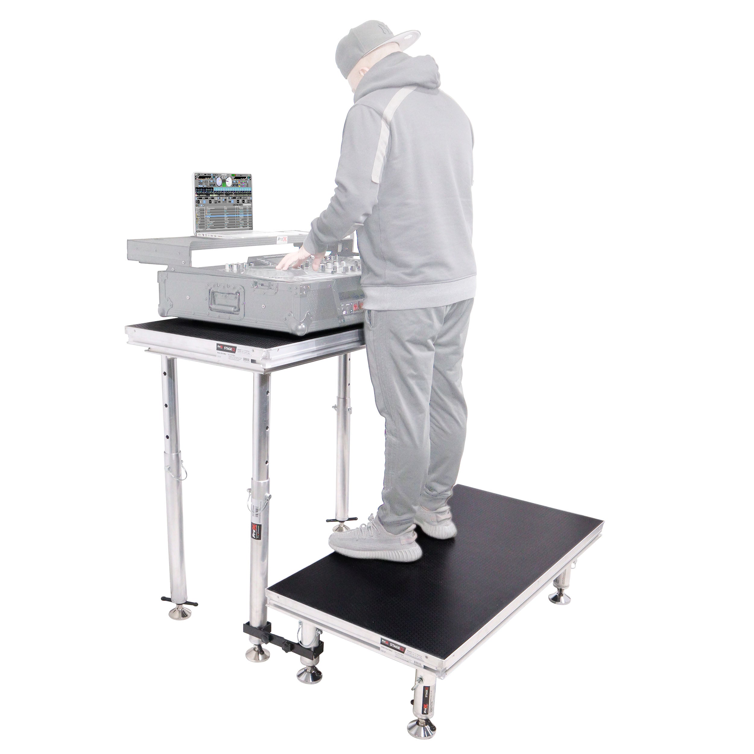 ProX StageQ 2 ft x 4 ft Stage Deck w/ 4 Adjustable 28–48 inch Legs