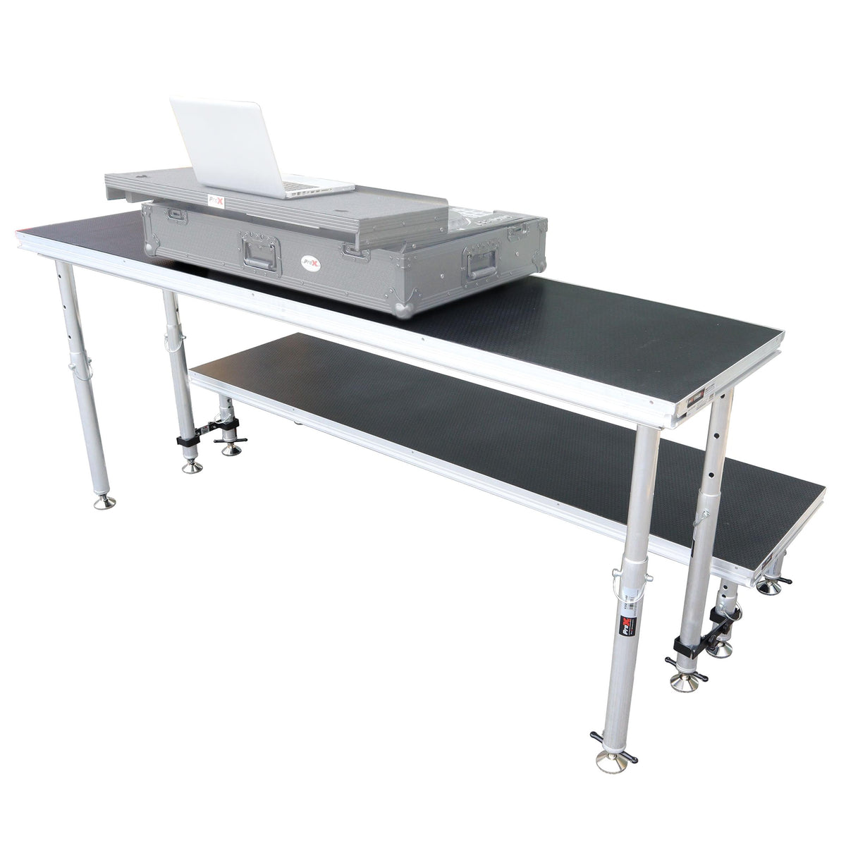 ProX StageQ 2 ft x 8 ft Stage Deck w/ 4 Adjustable 28–48 inch Legs.