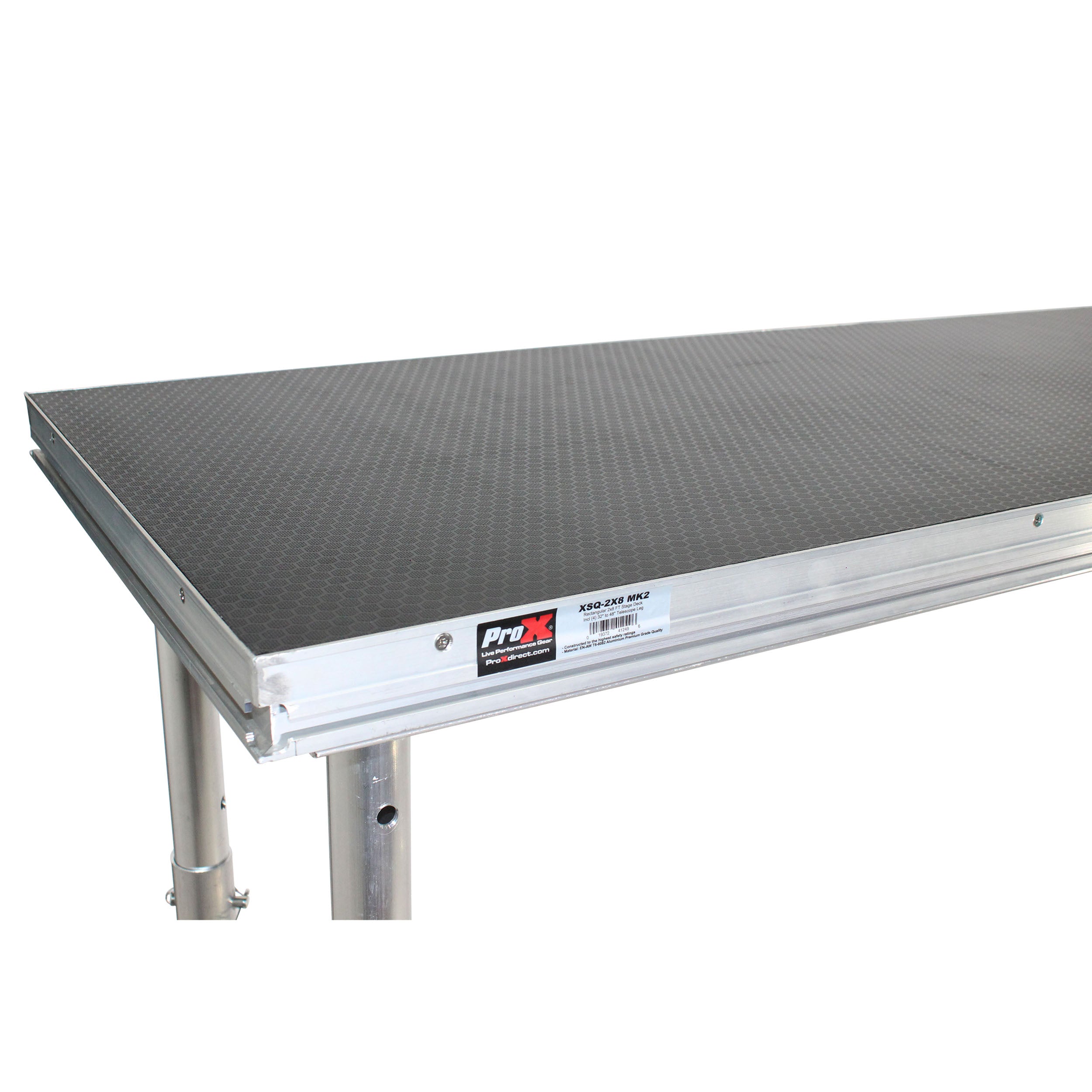 ProX StageQ 2 ft x 8 ft Stage Deck w/ 4 Adjustable 28–48 inch Legs