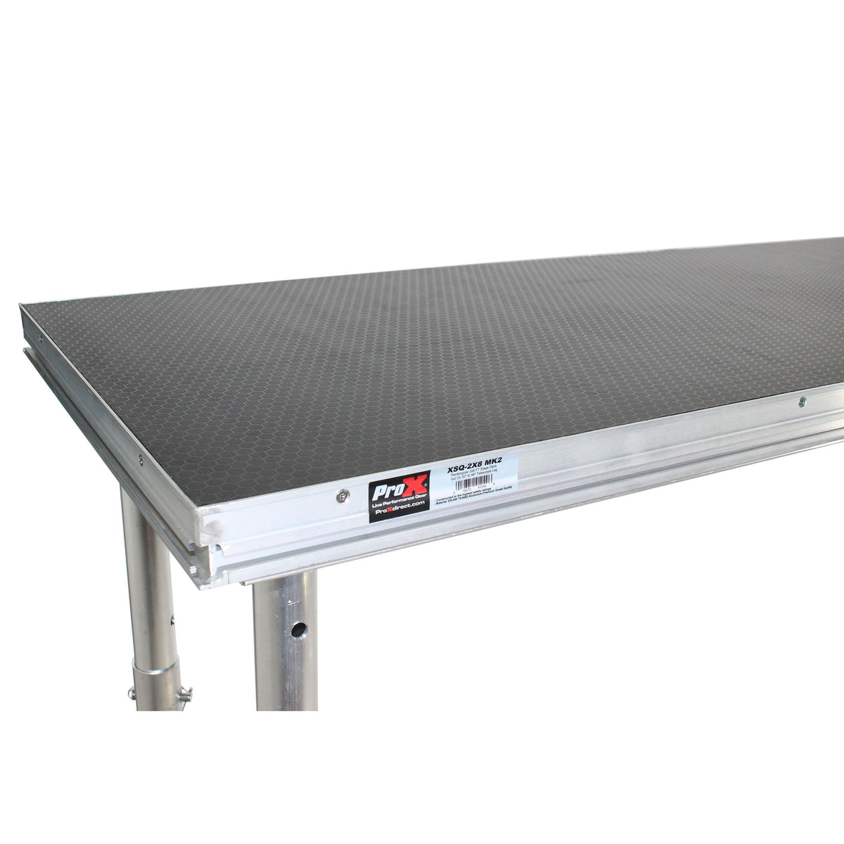ProX StageQ 2 ft x 8 ft Stage Deck w/ 4 Adjustable 28–48 inch Legs.