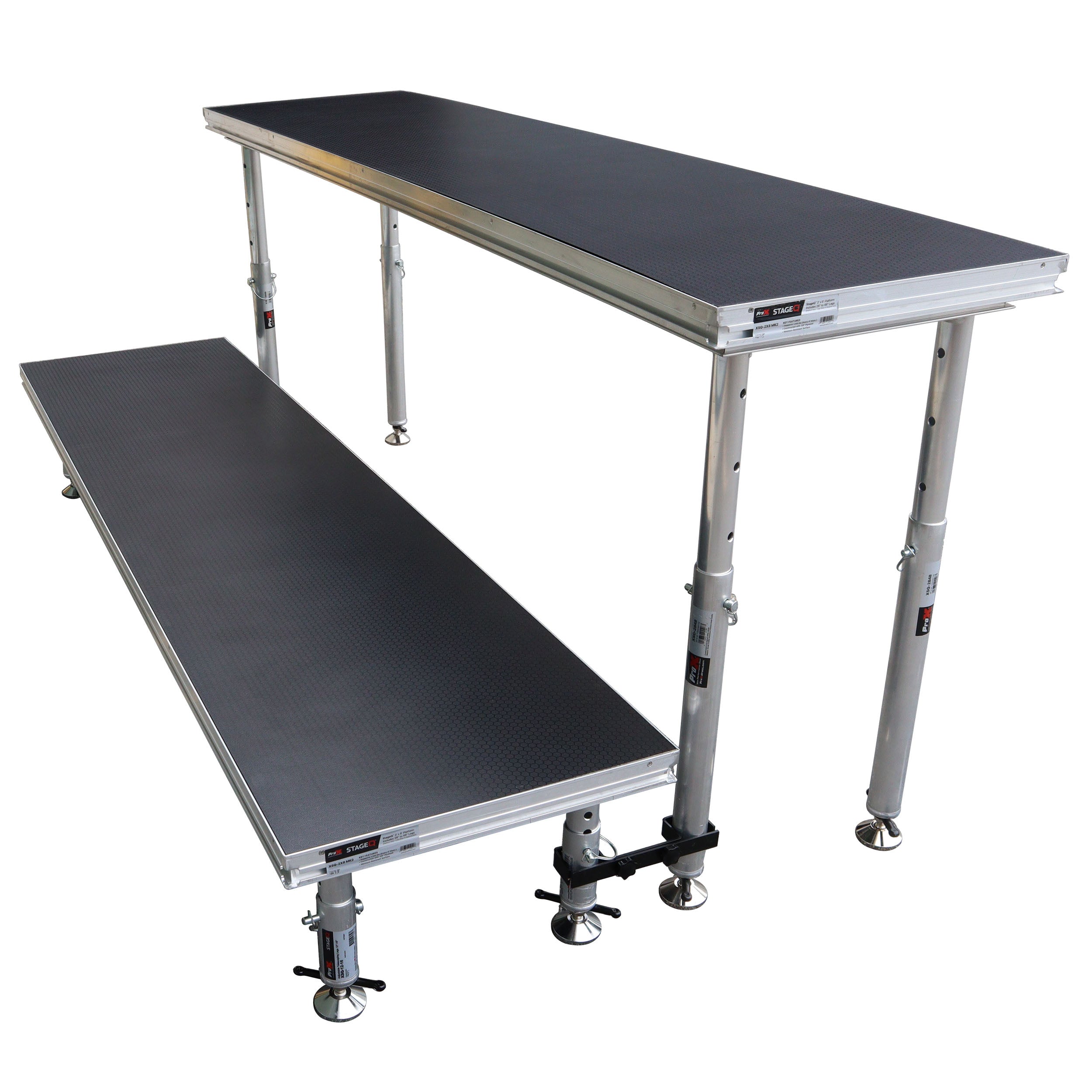 ProX StageQ 2 ft x 8 ft Stage Deck w/ 4 Adjustable 28–48 inch Legs