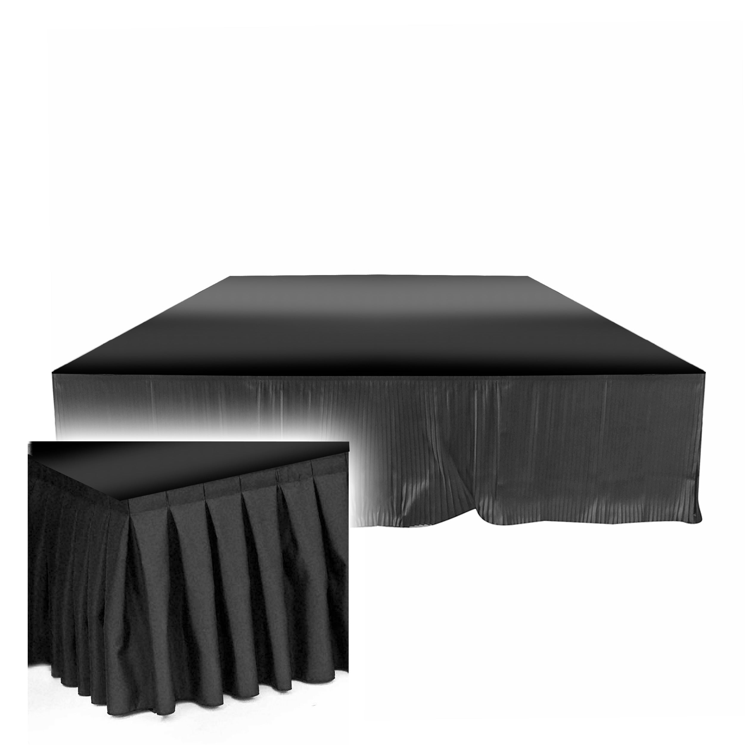 ProX 48" 8ft Width Black Portable Stage Skirt Polyester Fire-Retardant Platform Skirting