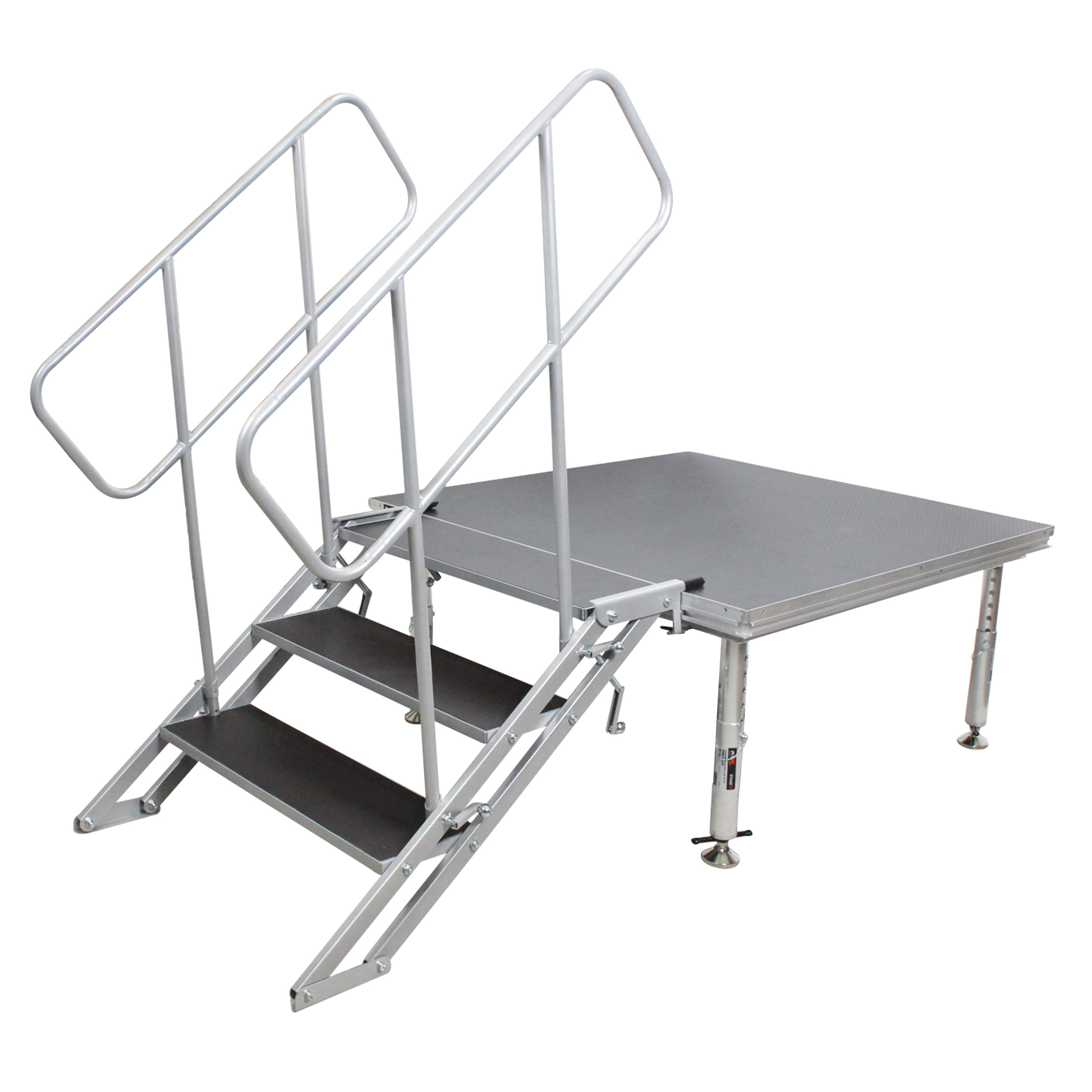 ProX StageQ 3 Step Heavy Duty Foldable Adjustable 18 to 28 Inch with Rail