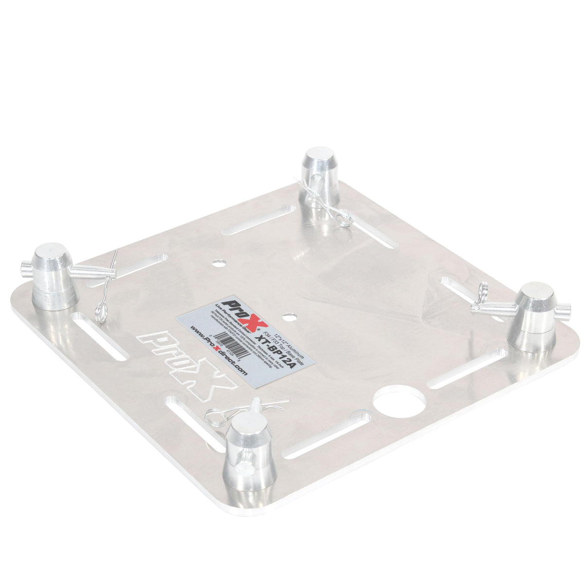 ProX Pair of 12" Aluminum 6mm Truss Top Plate and 1 3/8 Speaker Stud Mount for F34 F32 F31 Conical Square Truss with Connectors.