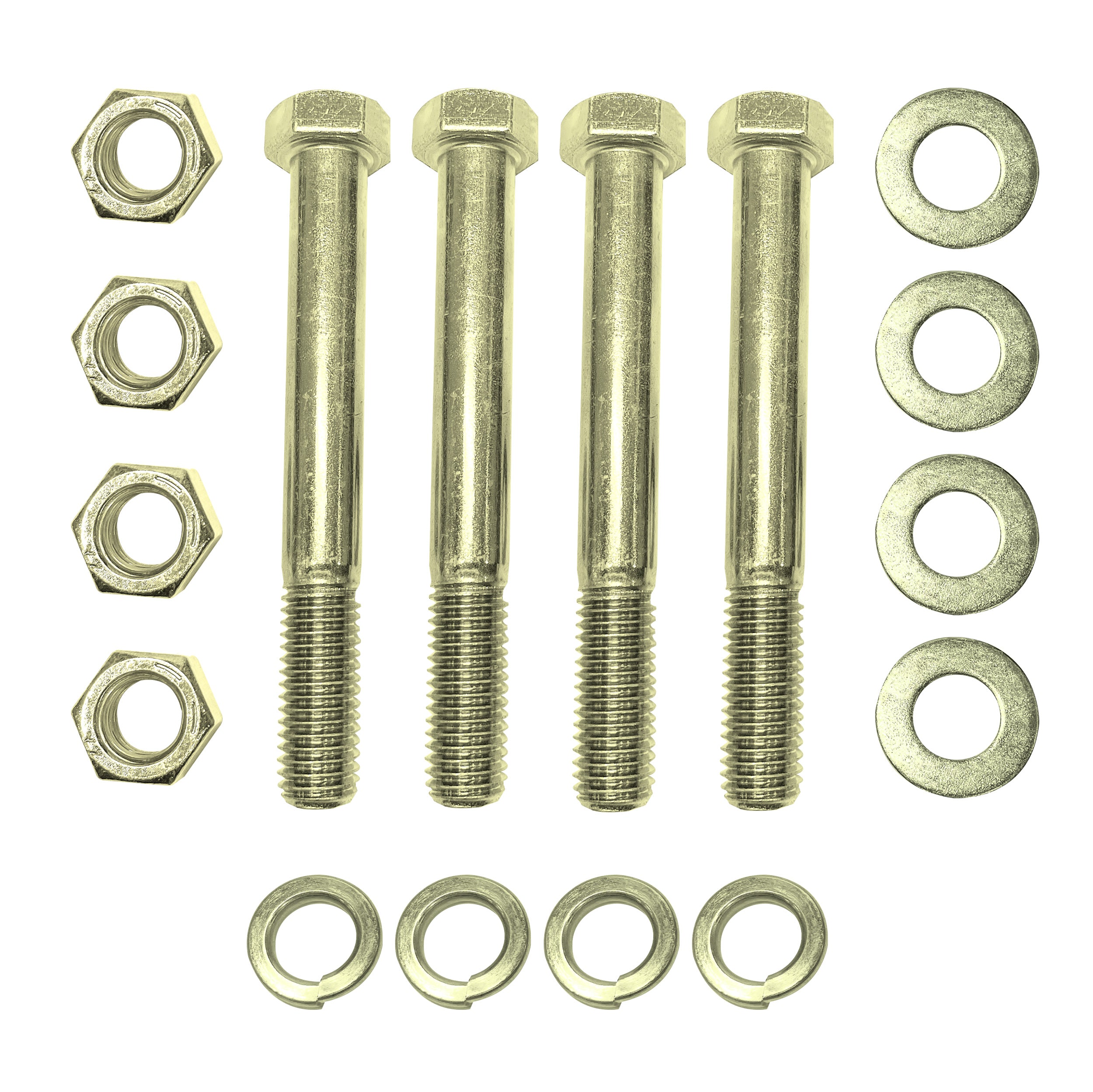 ProX Set of (4) 5" Length Hex Long Truss Bolts Nuts and Washers – Grade 8 (5/8"-11 x 5 NC)