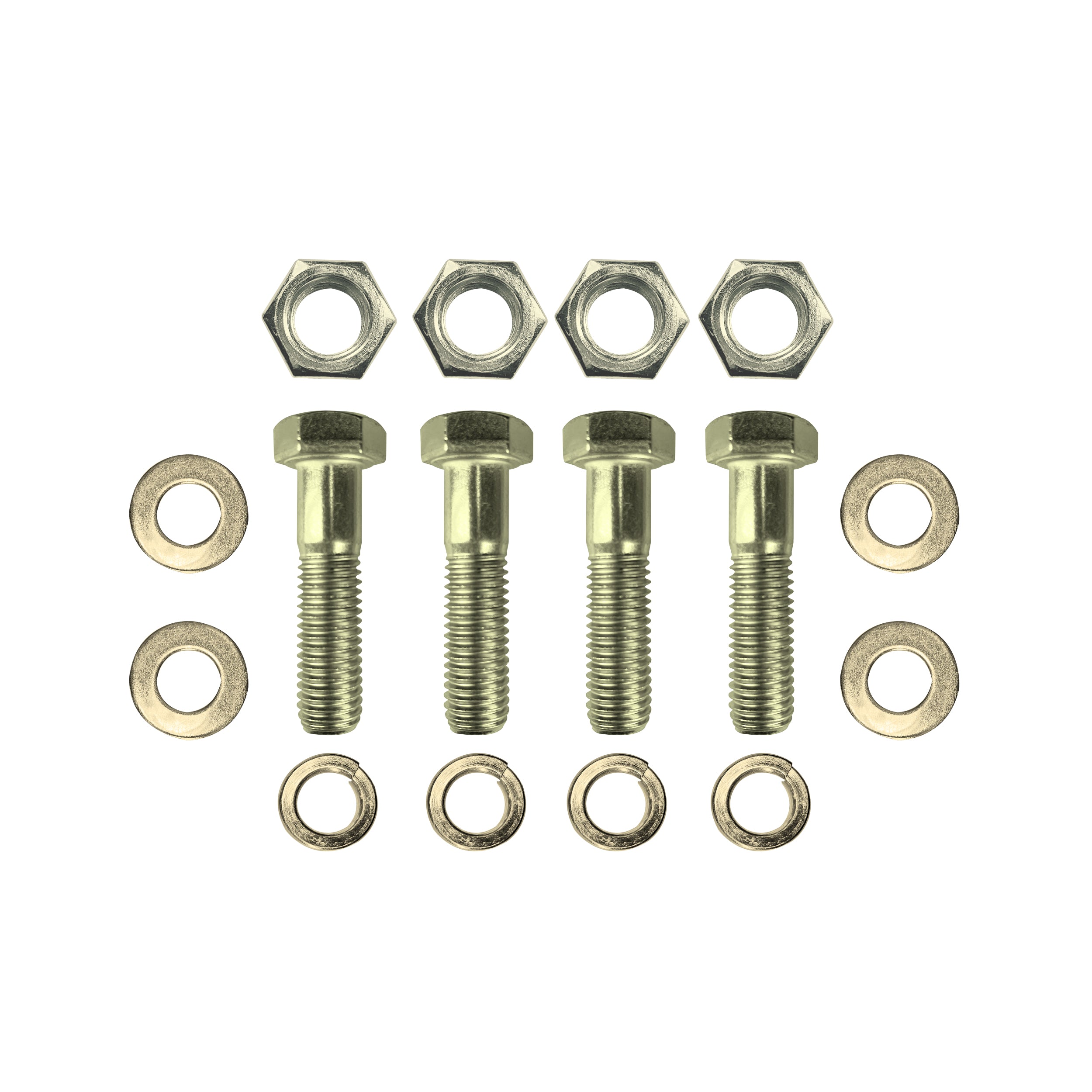ProX Set of (4) 2.5" Length Hex Short Yellow Zinc Truss Bolts Nuts Washers – Grade 8 (5/8”-11 x 2-1/2 NC)