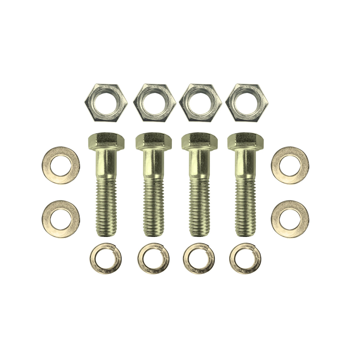 ProX Set of (4) 2.5" Length Hex Short Yellow Zinc Truss Bolts Nuts Washers – Grade 8 (5/8”-11 x 2-1/2 NC).