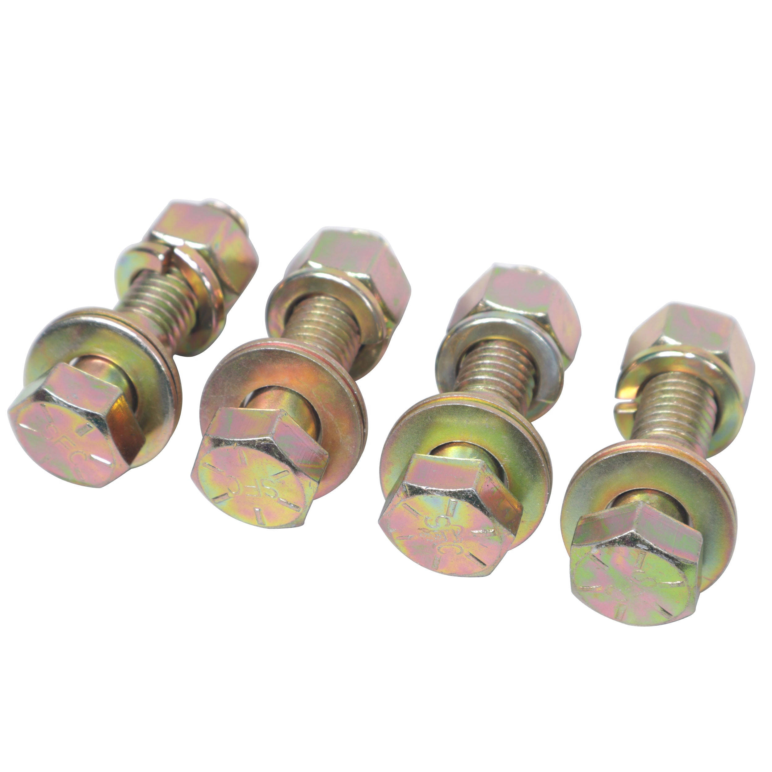 ProX Set of (4) 2.5" Length Hex Short Yellow Zinc Truss Bolts Nuts Washers – Grade 8 (5/8”-11 x 2-1/2 NC)