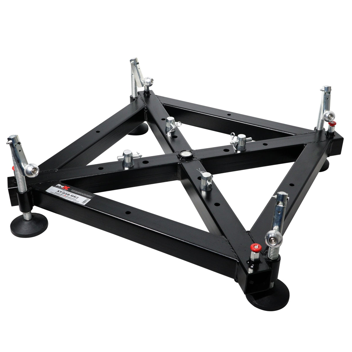 ProX Universal Vertical Tower Truss Ground Support Base on Wheels with Leveling Jacks for F34, F44 and 12" Bolt truss.