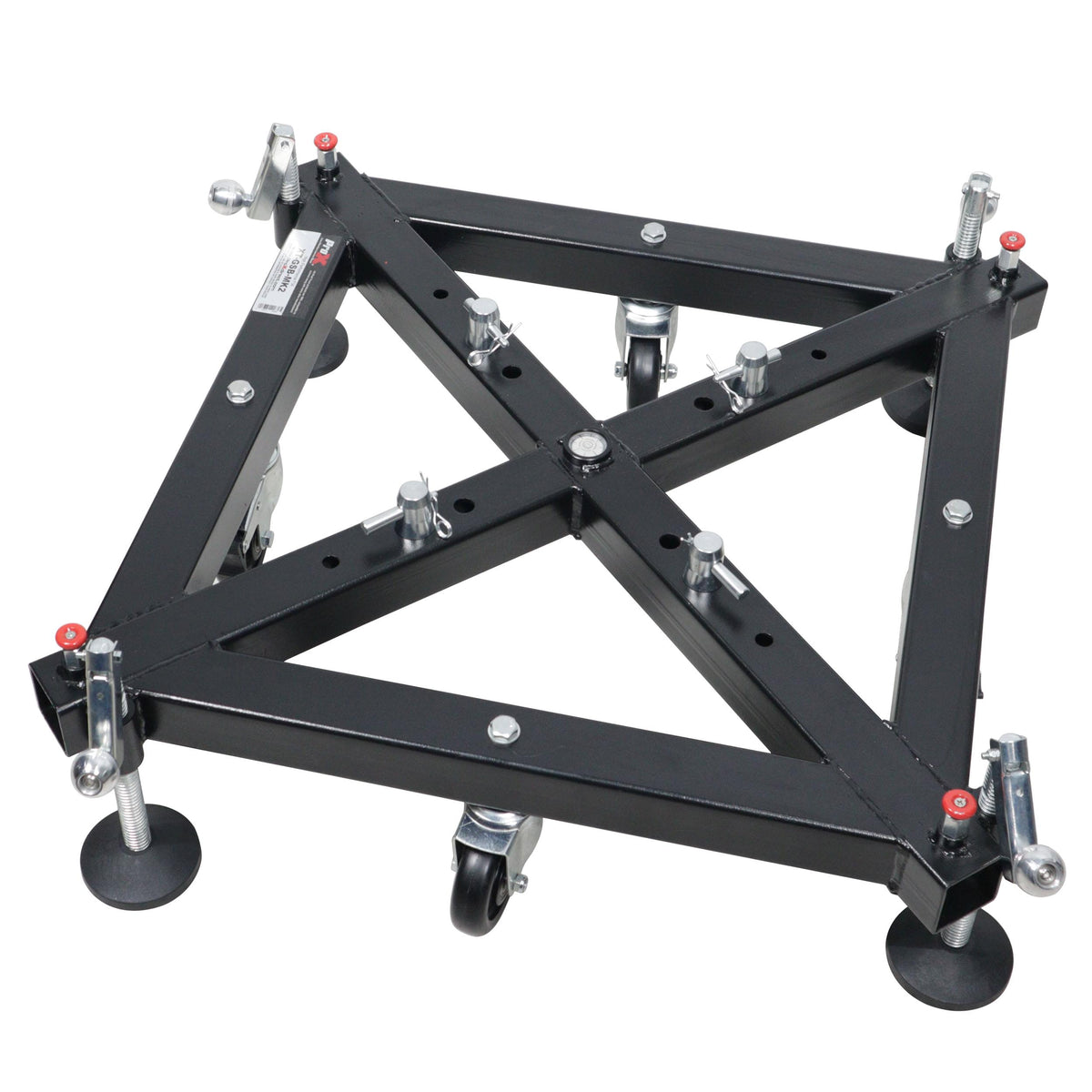 ProX Universal Vertical Tower Truss Ground Support Base on Wheels with Leveling Jacks for F34, F44 and 12" Bolt truss.