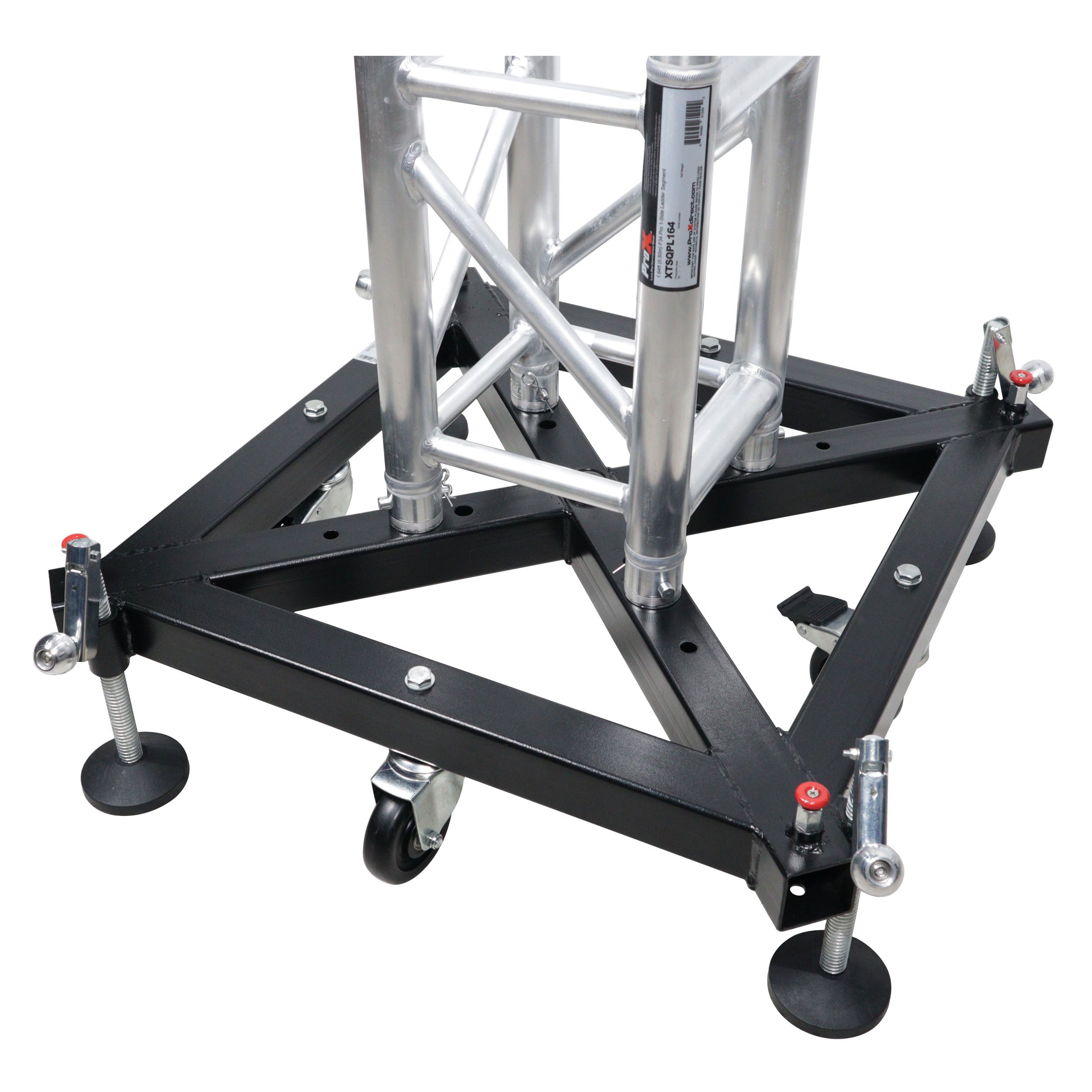 ProX Universal Vertical Tower Truss Ground Support Base on Wheels with Leveling Jacks for F34, F44 and 12" Bolt truss