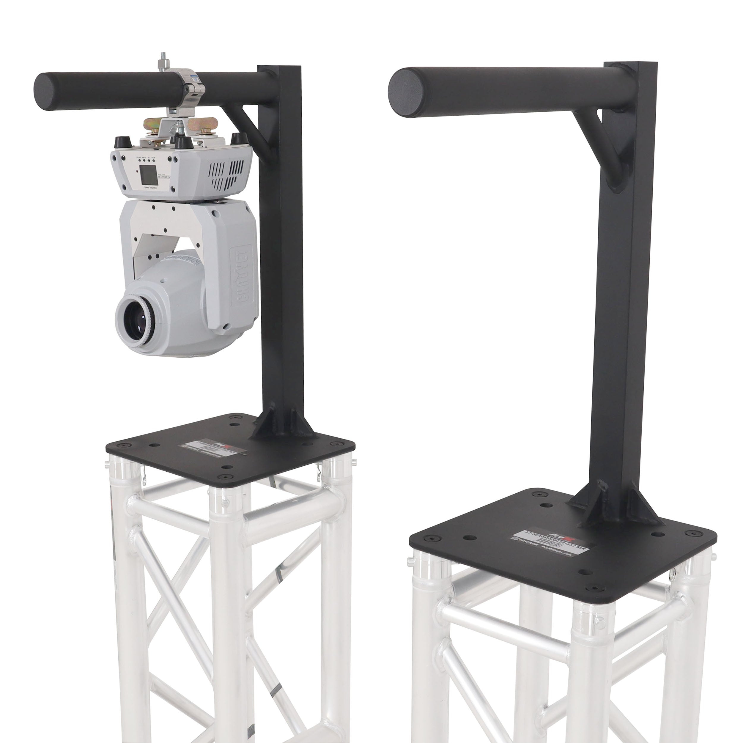 ProX Set of 2 Inverted Lighting Mount Top Plates with 24"H and 16"L, 2" OD Arm in Black