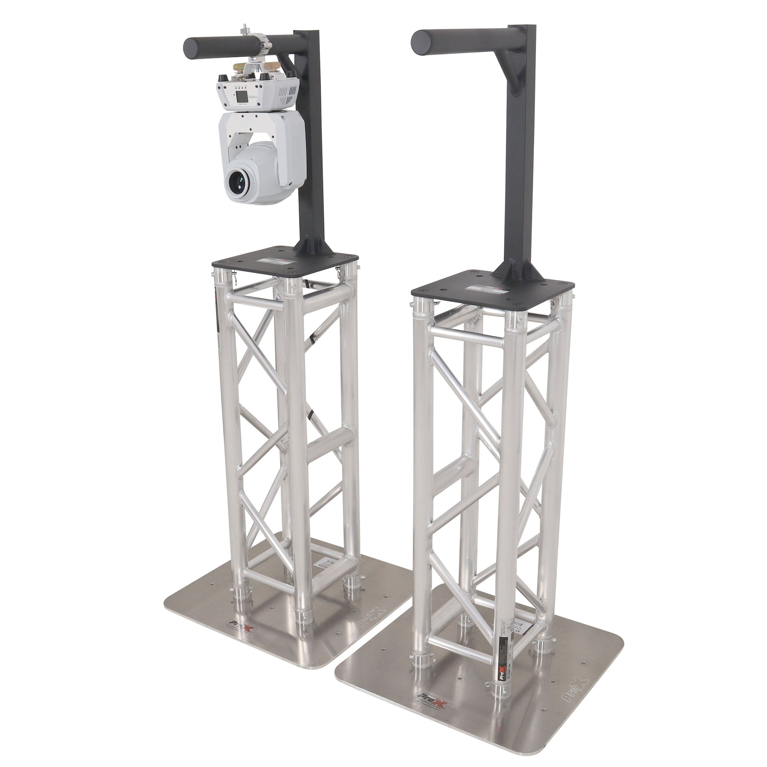 ProX Set of 2 Inverted Lighting Mount Top Plates with 24"H and 16"L, 2" OD Arm in Black
