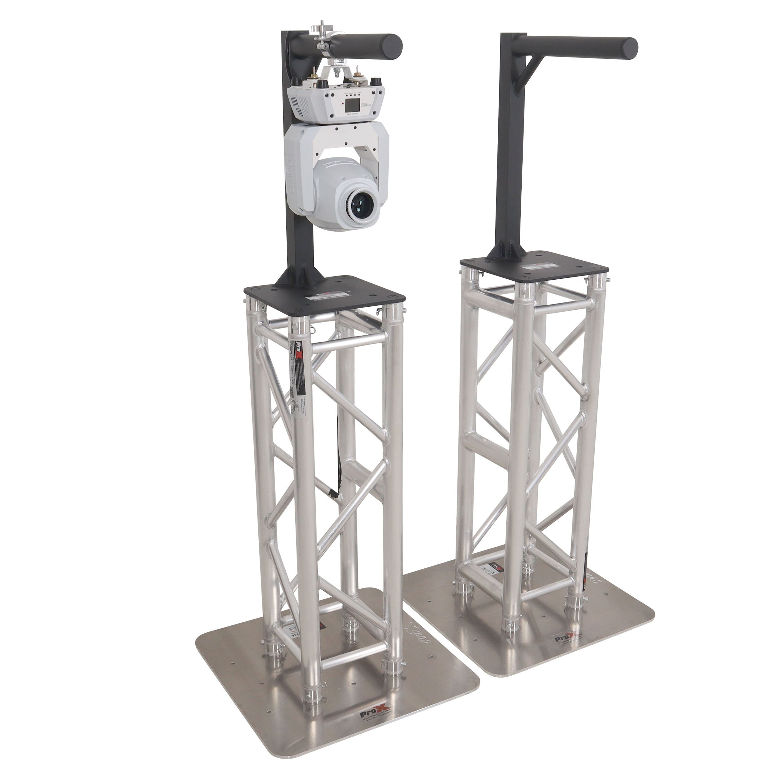ProX Set of 2 Inverted Lighting Mount Top Plates with 24"H and 16"L, 2" OD Arm in Black