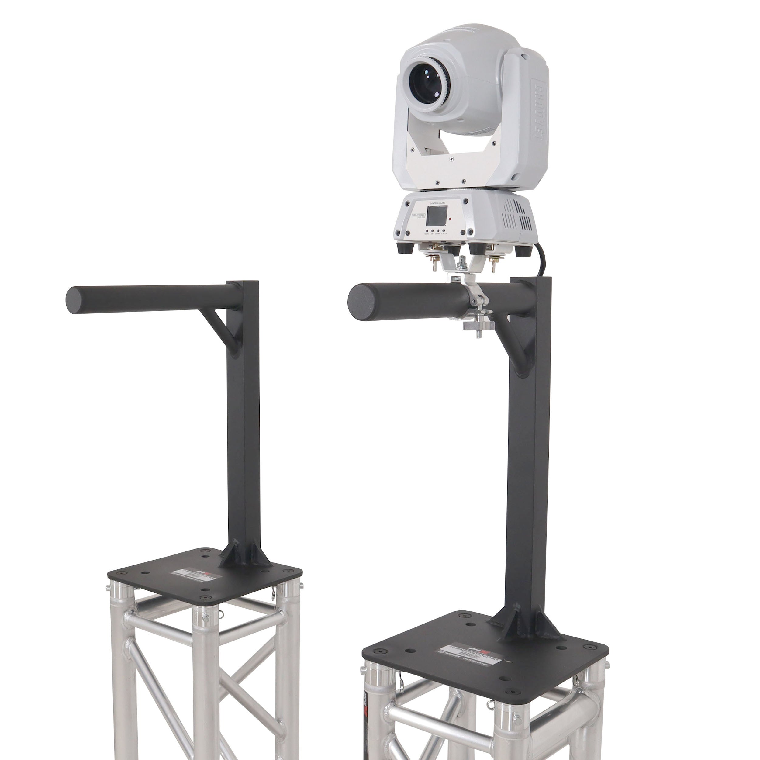 ProX Set of 2 Inverted Lighting Mount Top Plates with 24"H and 16"L, 2" OD Arm in Black