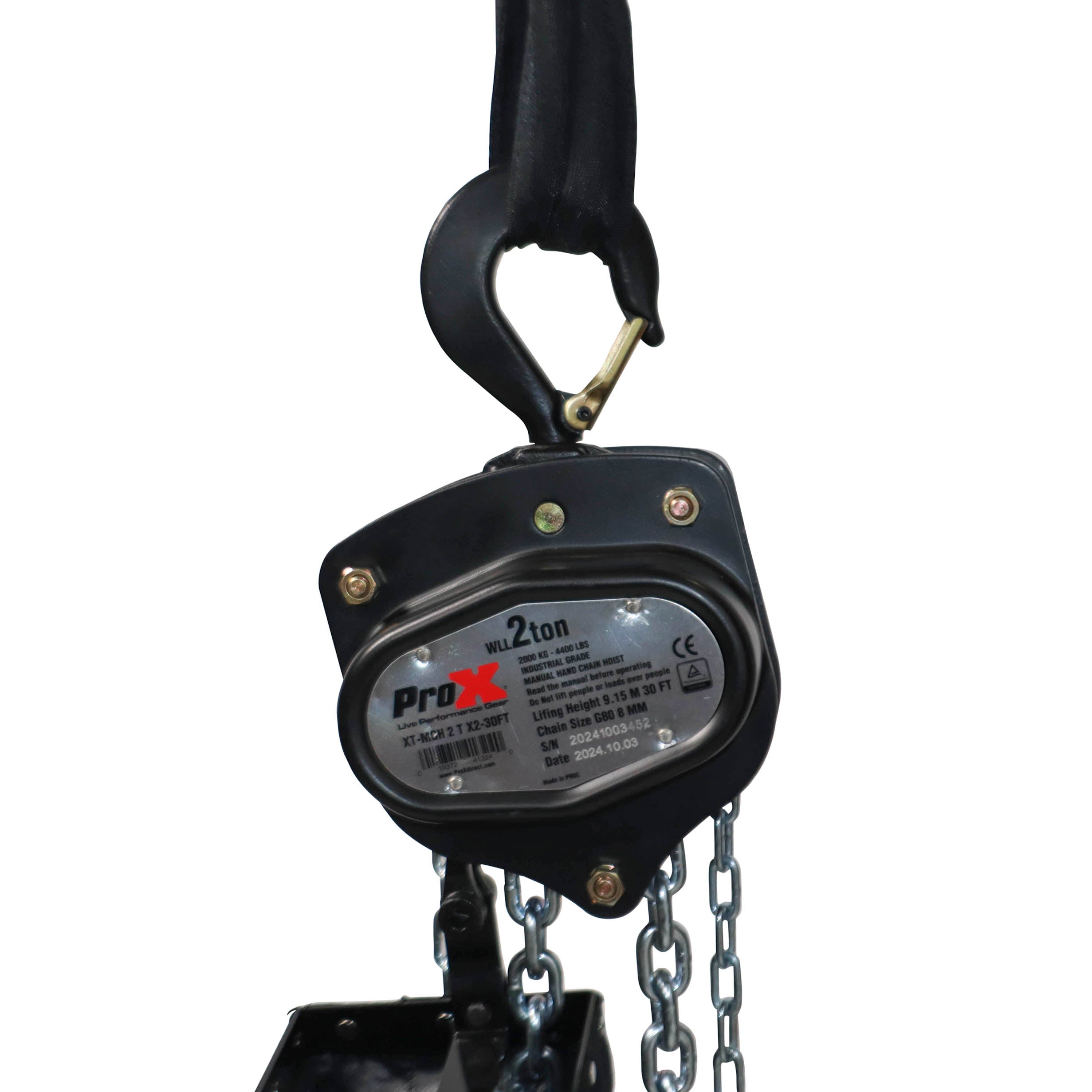 ProX Single 2 Ton Manual Chain Hoist with 30 Ft (9 M) Chain for Stage Truss roof system and line array speakers