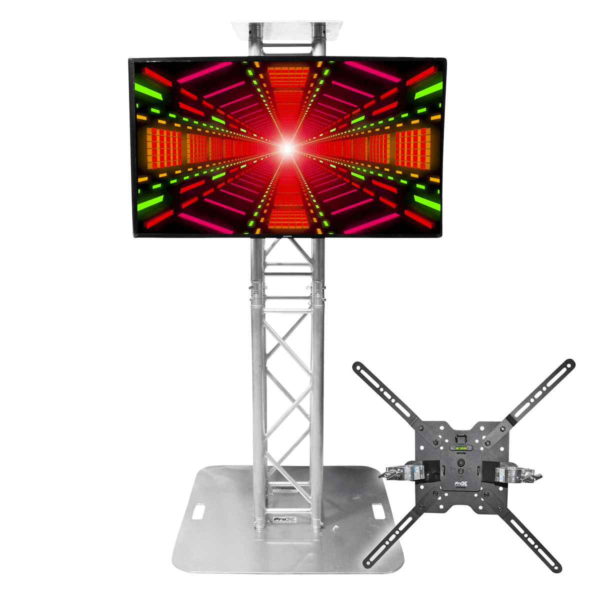 ProX Universal 32" to 80" TV Bracket Clamp with Vesa Mounting Bracket for F34 F32 12" Bolt Truss or Speaker Stands.