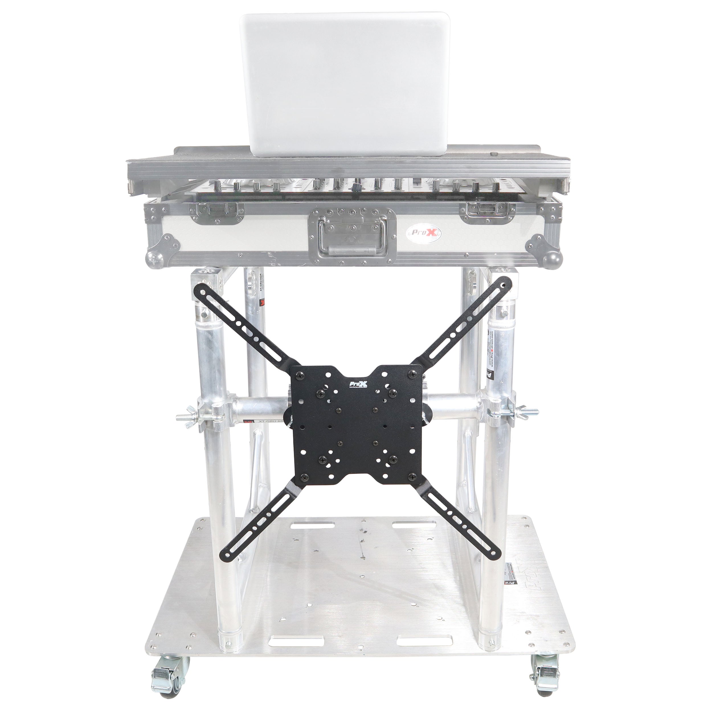 ProX Modular Mobile Media TV DJ Station Booth for ProX XT-GRU Rapid Grid Modular System and base plate with wheels