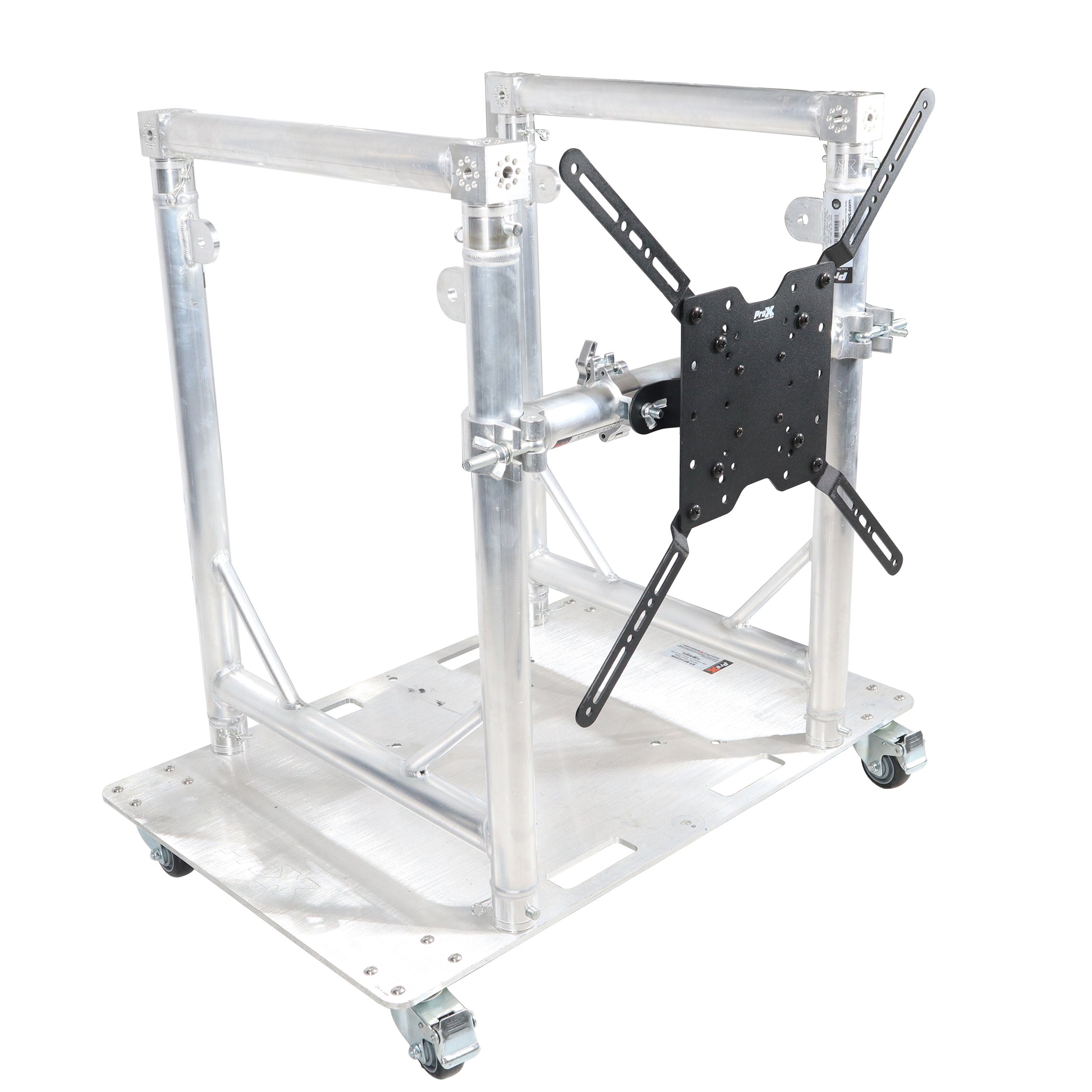 ProX Modular Mobile Media TV DJ Station Booth for ProX XT-GRU Rapid Grid Modular System and base plate with wheels