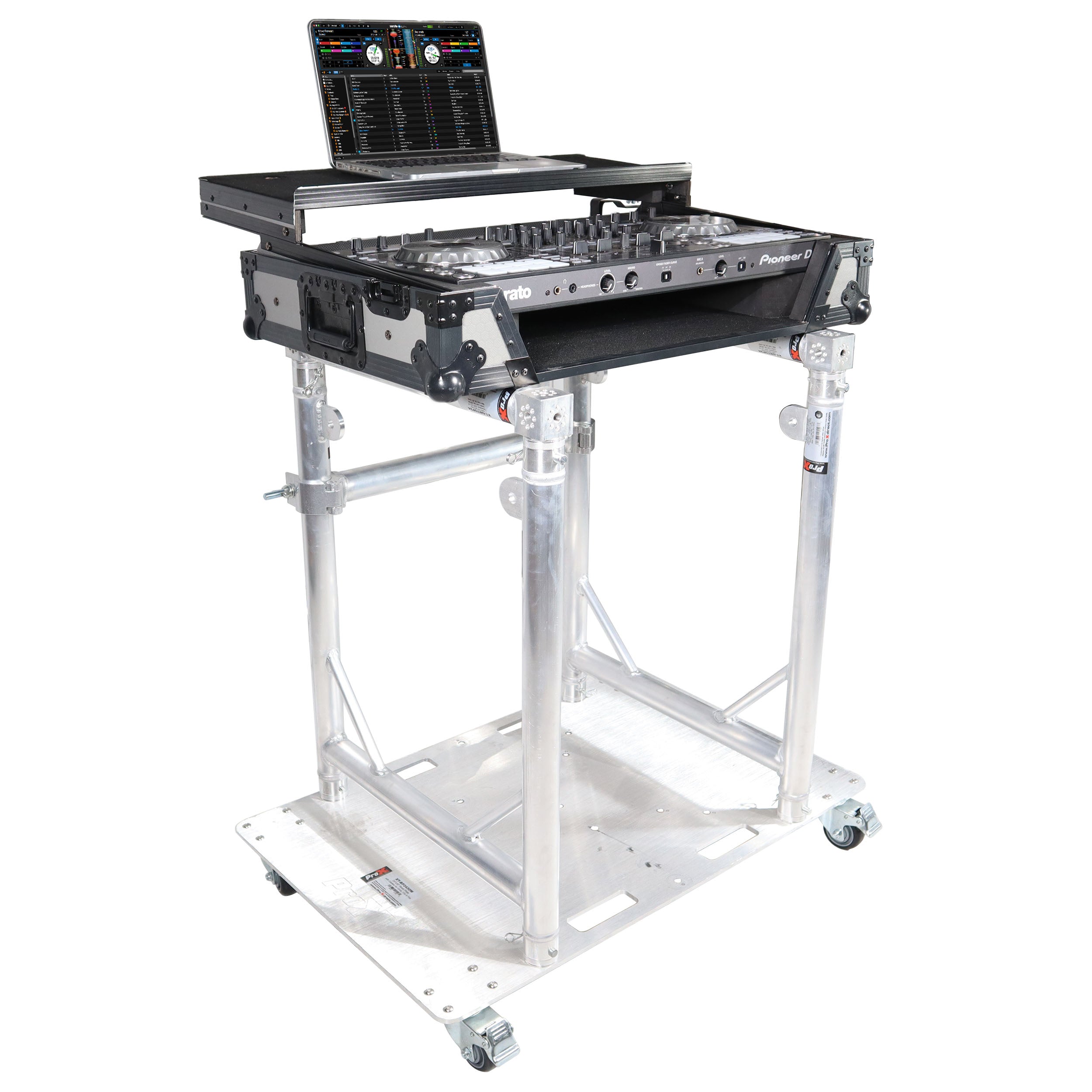 ProX Modular Mobile Media TV DJ Station Booth for ProX XT-GRU Rapid Grid Modular System and base plate with wheels