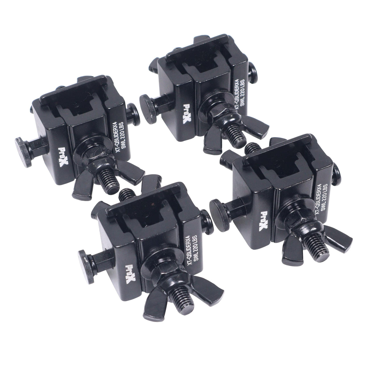 ProX Set of 4 Quick Release Sliding Truss Clamp Mounting Adapters ideal for Fastening Moving Heads.