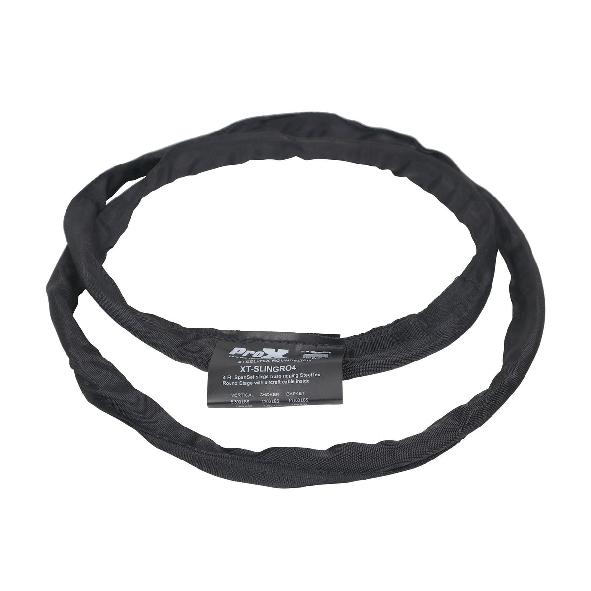 ProX 4ft SpanSet slings truss rigging SteelTex™ Round Stage with aircraft steel cable inside - Made in USA.