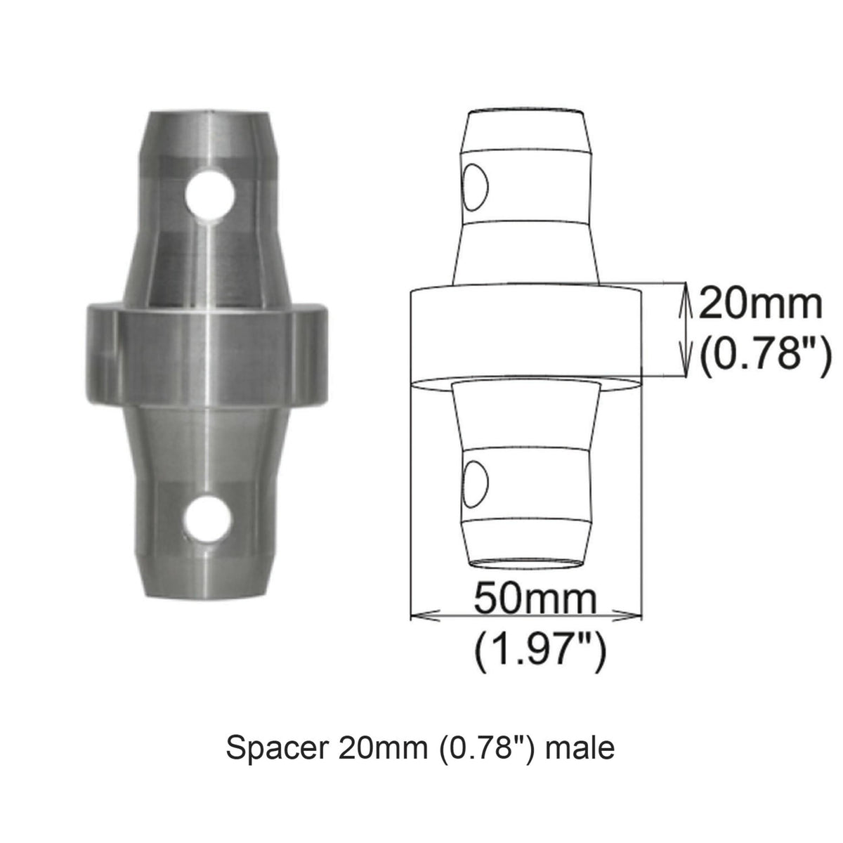 ProX Spacer 20mm Male Coupler.
