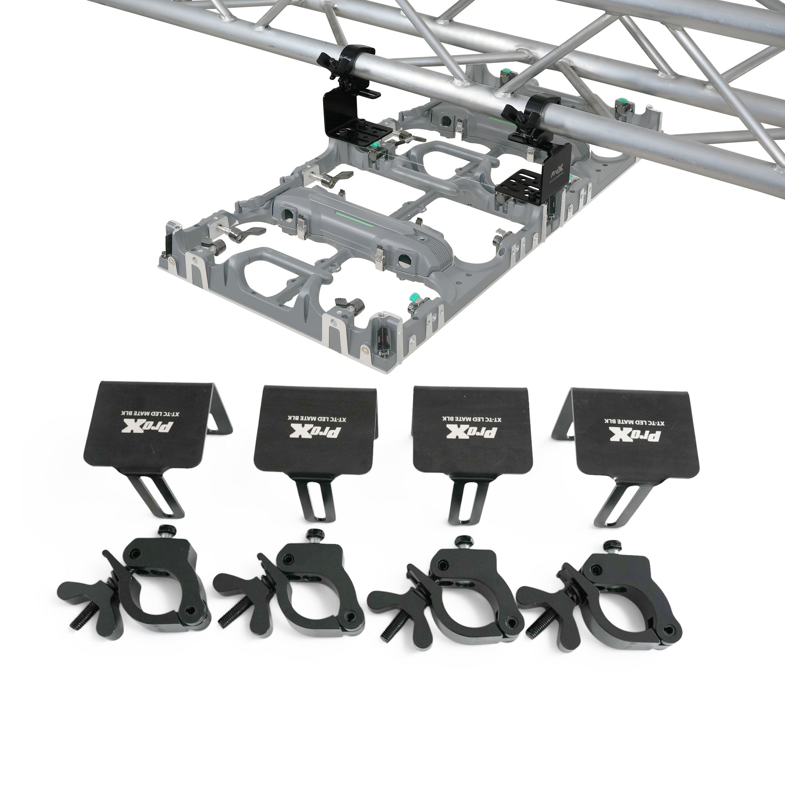 ProX Direct LED Video Panel to 2" Truss Pipe Mounting Bracket with Included Clamp Black Set of 4
