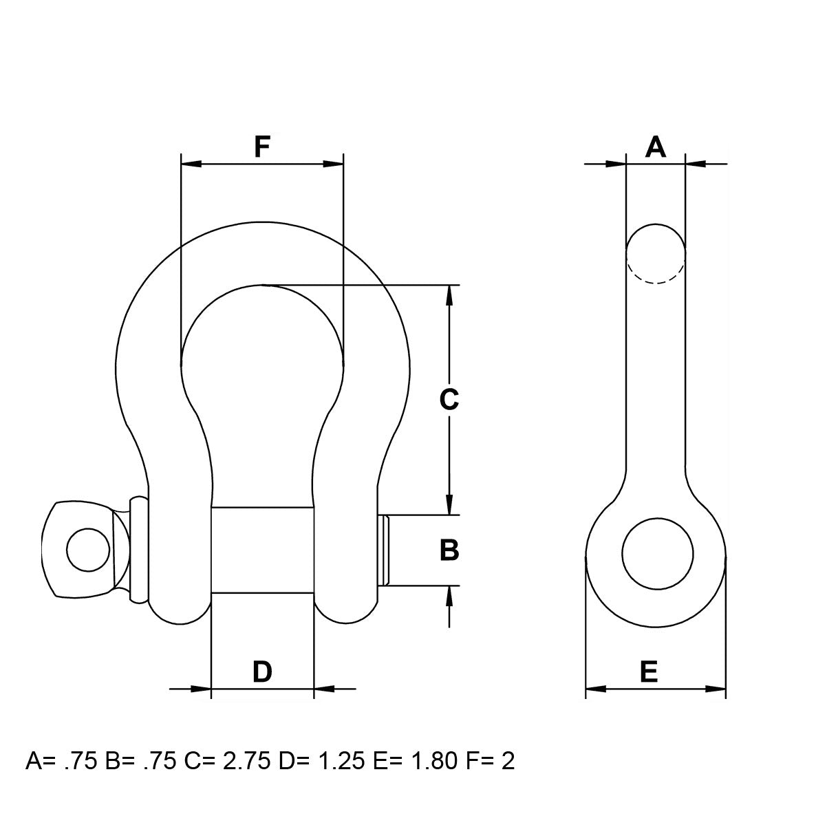 ProX 4 3/4 Ton 3/4" 0.75" Galvanized Screw Pin Anchor U Shackle