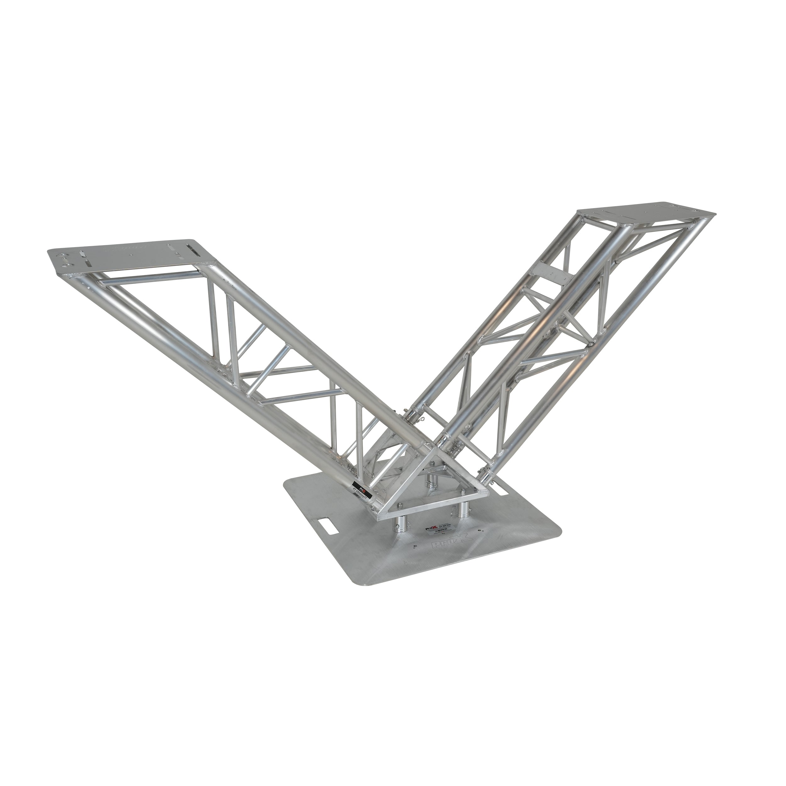 ProX XT-VERRAZANO30 - V-Shape Aluminum Truss DJ Table with Elevated Monitor Shelves and 30" Base Plate