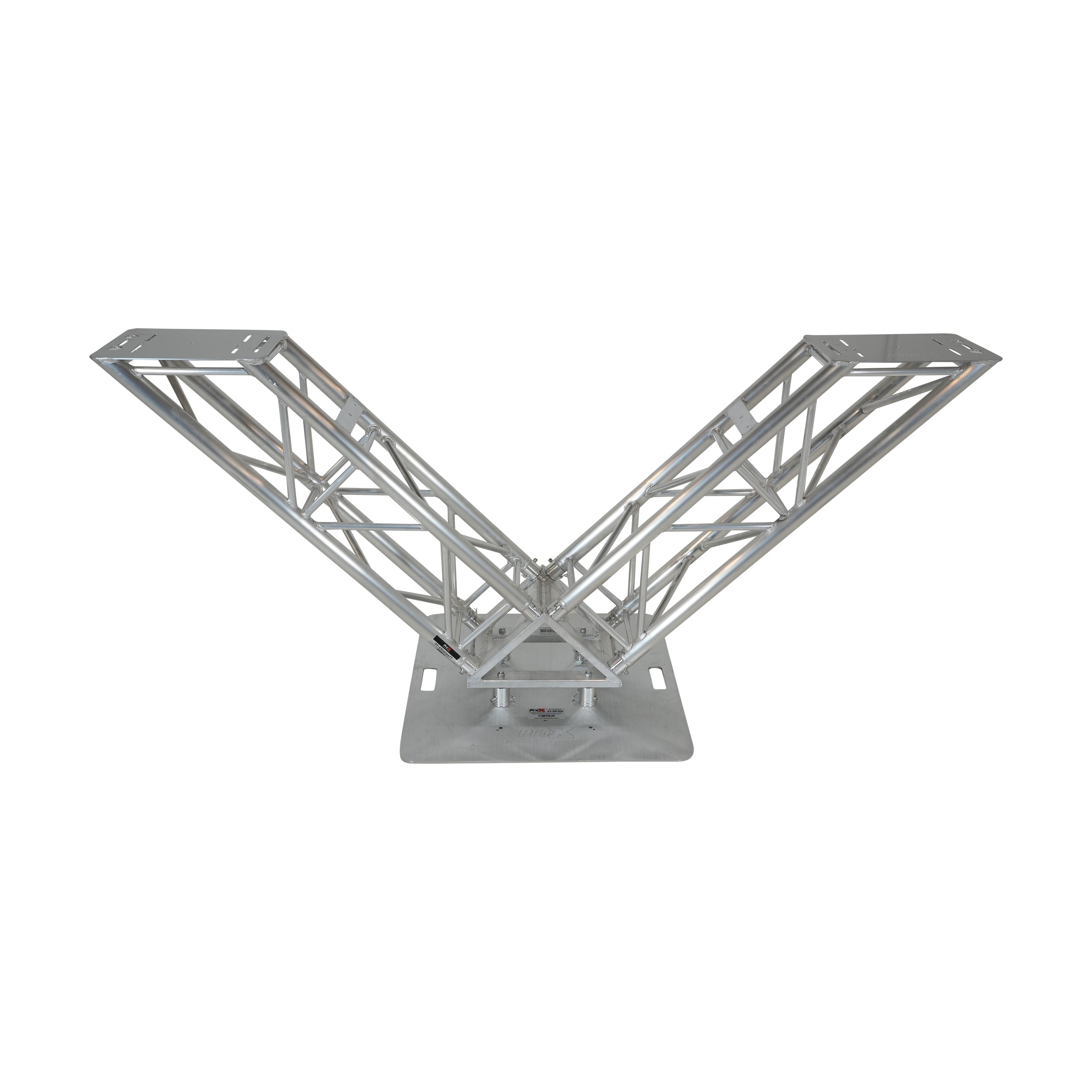 ProX XT-VERRAZANO30 - V-Shape Aluminum Truss DJ Table with Elevated Monitor Shelves and 30" Base Plate