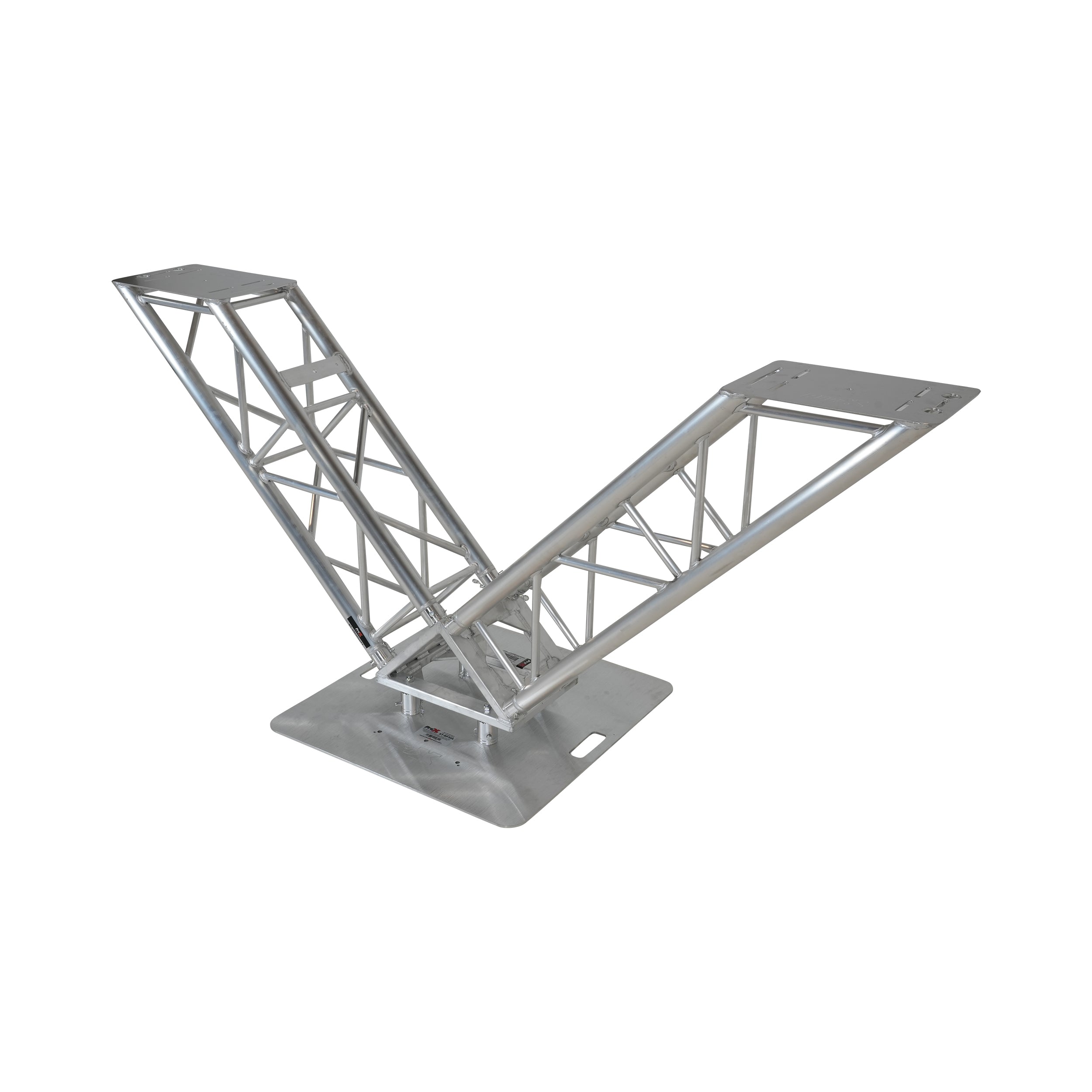 ProX XT-VERRAZANO30 - V-Shape Aluminum Truss DJ Table with Elevated Monitor Shelves and 30" Base Plate