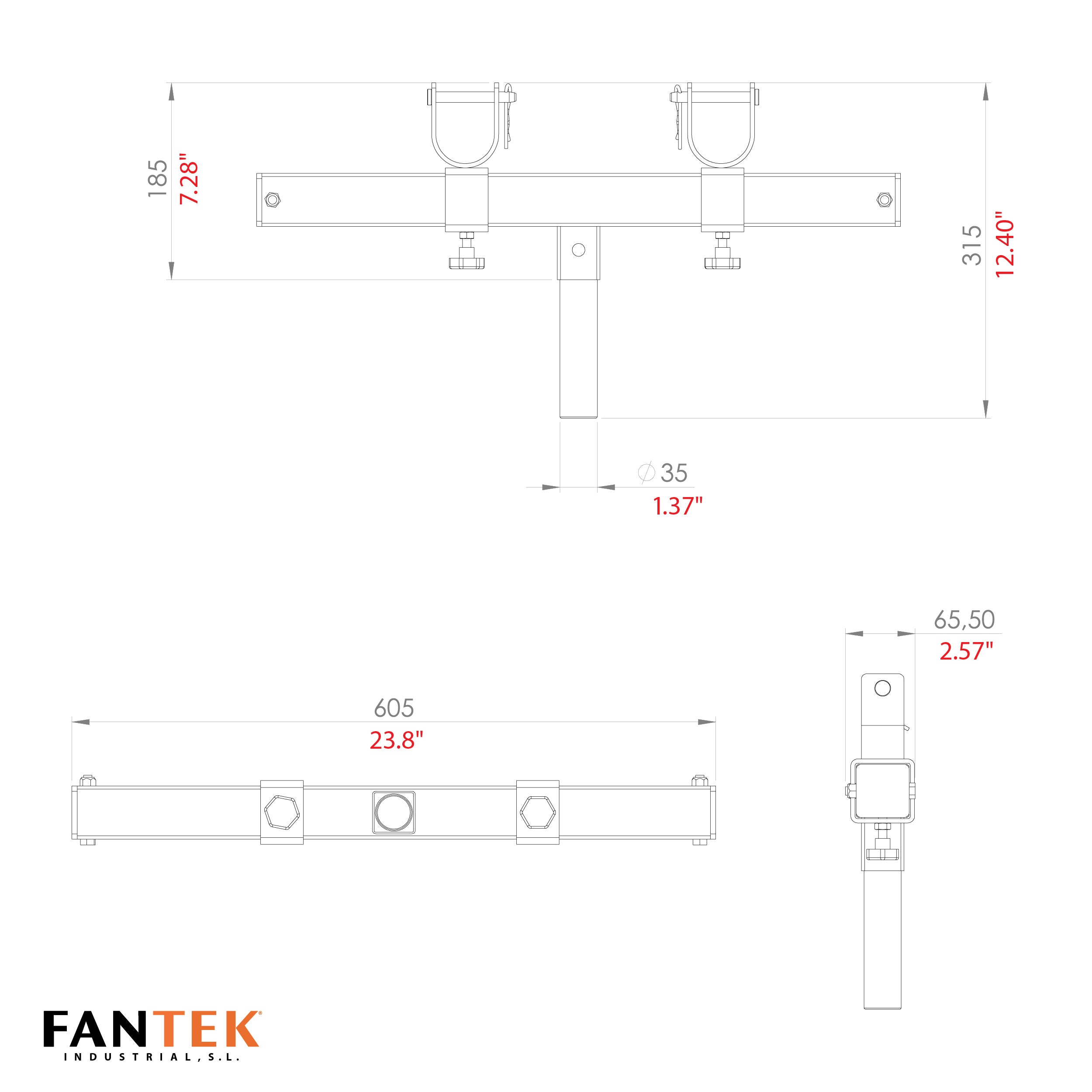 ProX FANTEK Universal Trusss Bracket Adjustable T-Adapter for all Top Load Center Lifting Towers Black