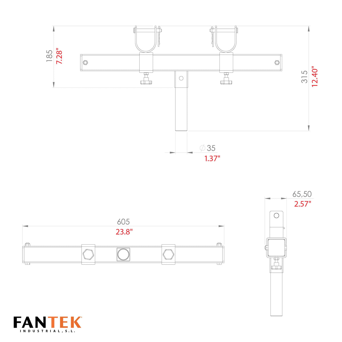 ProX FANTEK Universal Trusss Bracket Adjustable T-Adapter for all Top Load Center Lifting Towers Black.