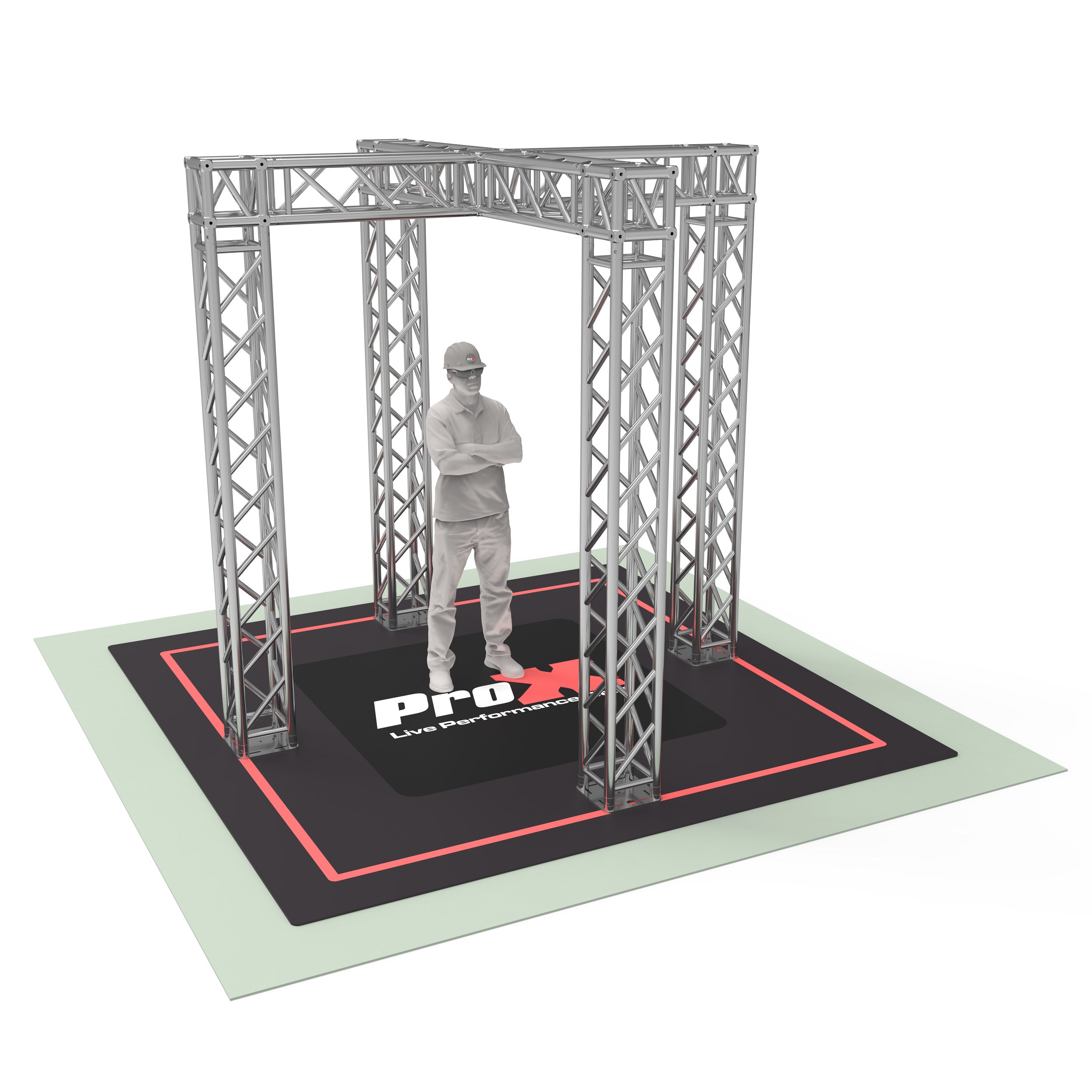 ProX Tradeshow Booth 9.42 W X 9.42 L X 9.20 FT H with X Shape Design in center - 2mm Heavy Duty Truss