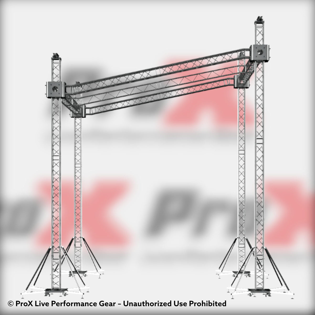 ProX Stage Shed Slant Sloping Roofing Truss System Middle Beam Ground Support and Chain Hoists 20x20x23 Ft..