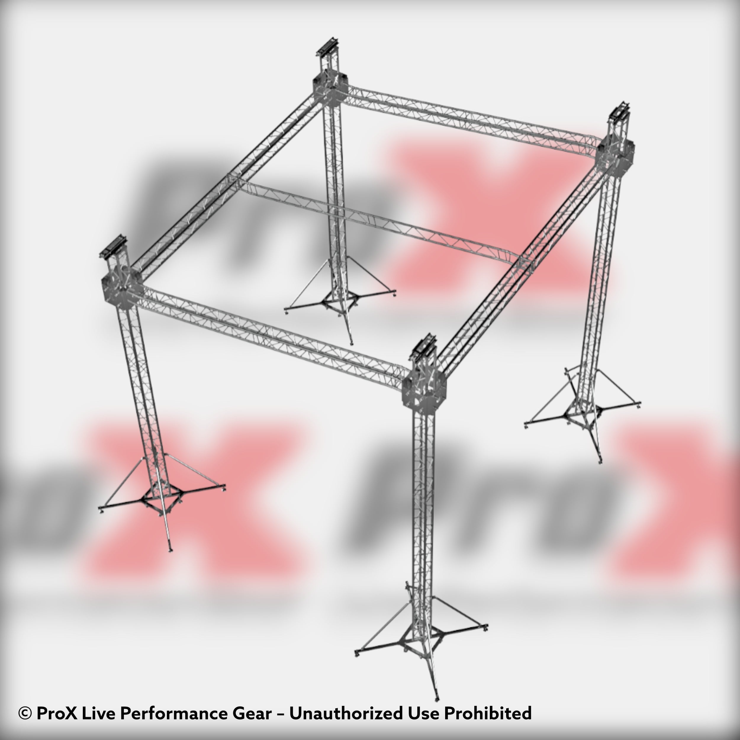 ProX Stage Shed Slant Sloping Roofing Truss System Middle Beam Ground Support and Chain Hoists 20x20x23 Ft.