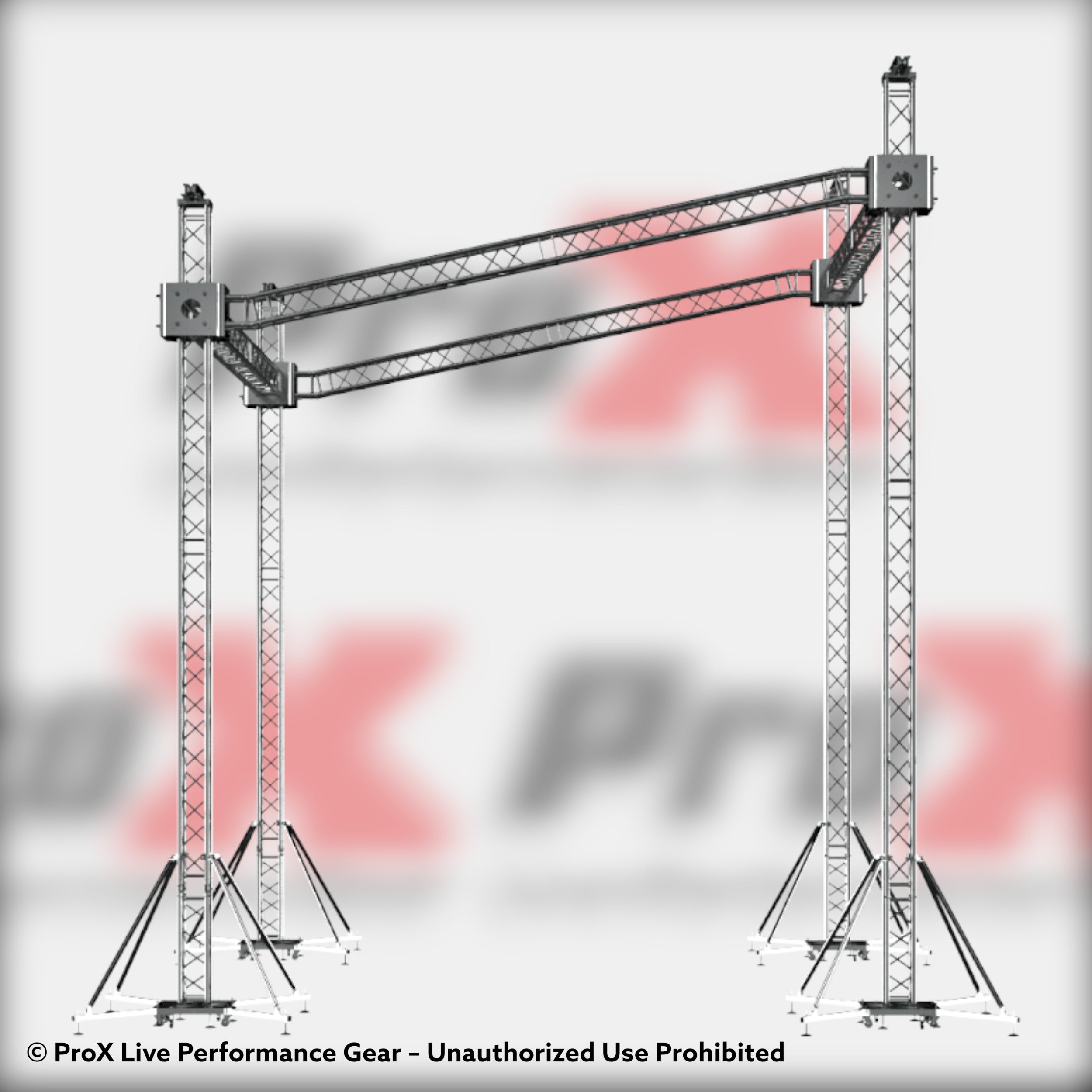 ProX F34 Stage Shed Slant Sloping Roofing Truss System with Ground Support and Chain Hoists – 20x20x23 Ft.
