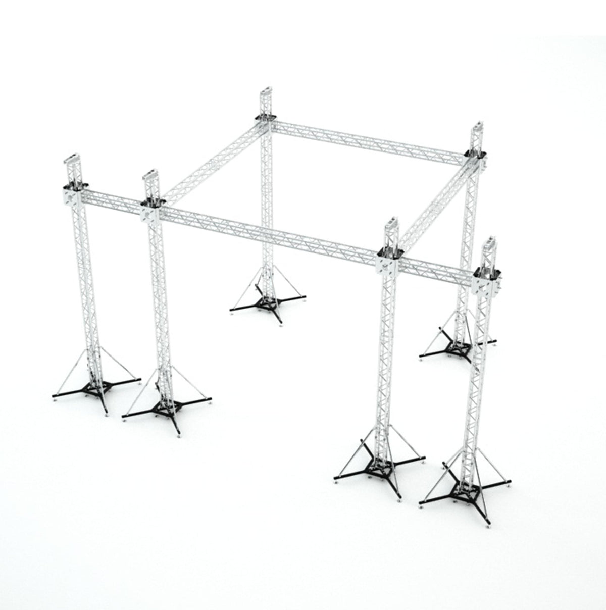 ProX Flat Stage Roofing System with 7 Ft Speaker Wings and 6 Chain Hoists | 20 Ft W x 20 Ft L x 23 Ft H.