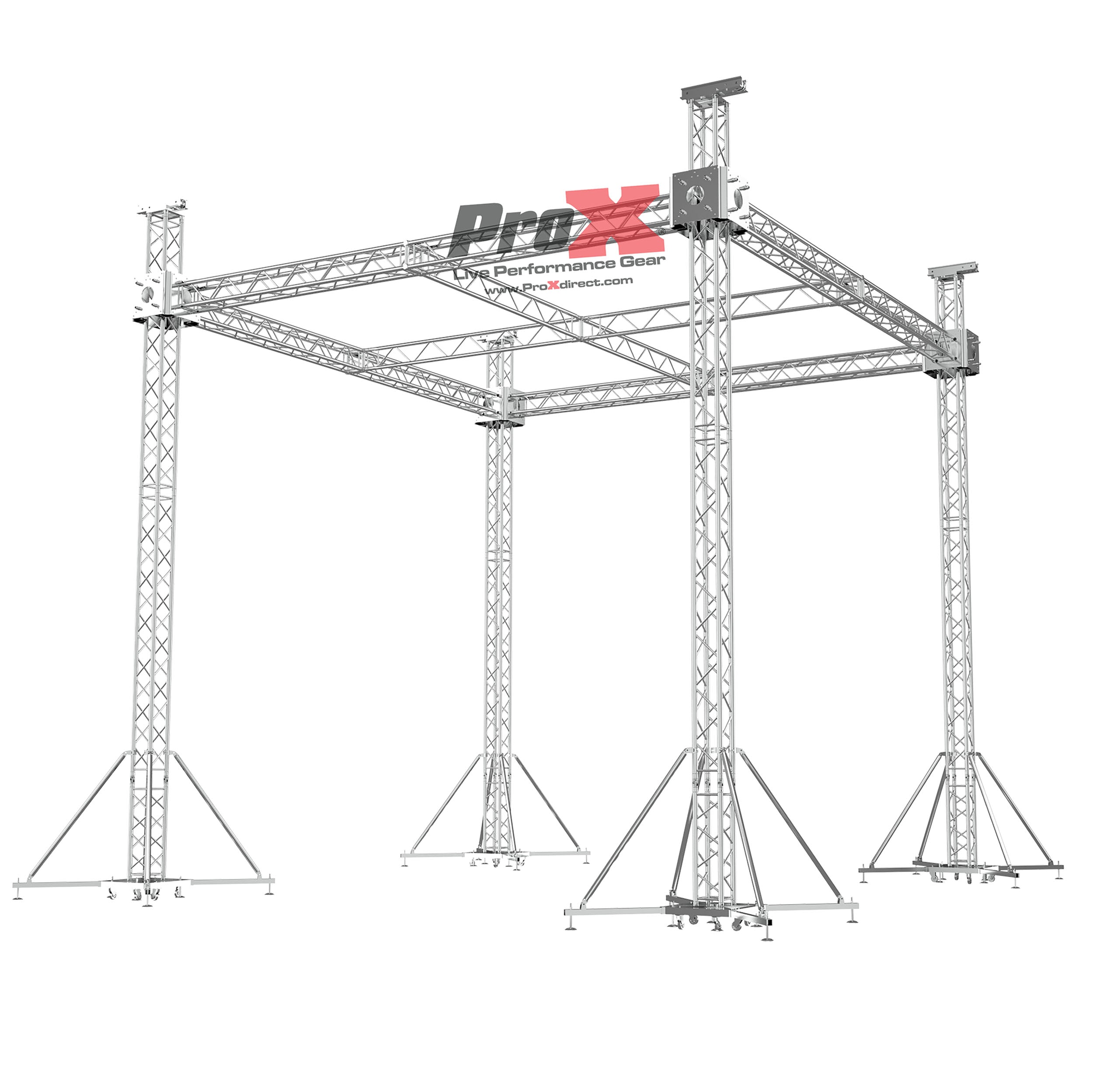 ProX F34 Stage Roofing Truss System with Ground Support and Chain Hoists – 21 x 21 x 23 Ft F32 Center Cross