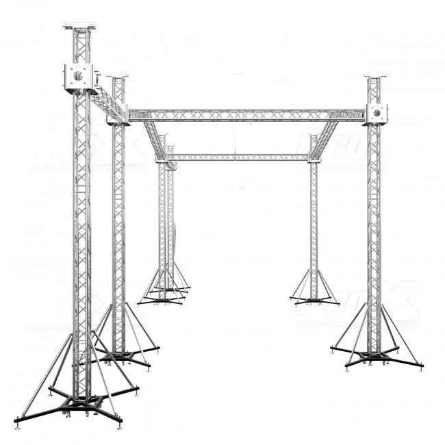 ProX 12D PR2 Stage Roofing System with 7 Ft Speaker Wings and 6 Chain Hoists | 30 Ft W x 20 Ft L x 23 Ft H