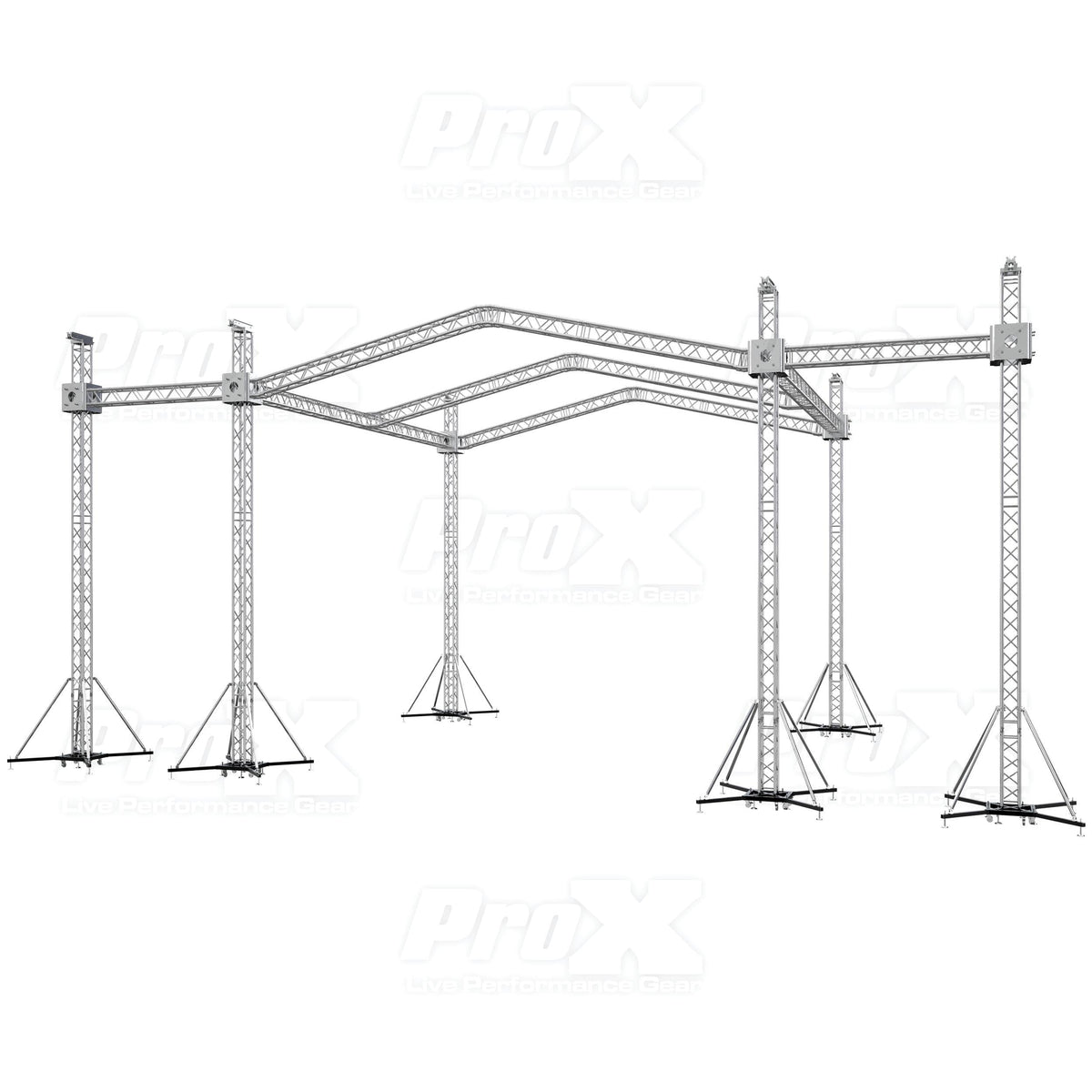 ProX 12D Stage Roofing System 30'W x 30'L x 23'H & Speaker Wings - Incl 6 Chain Hoist.