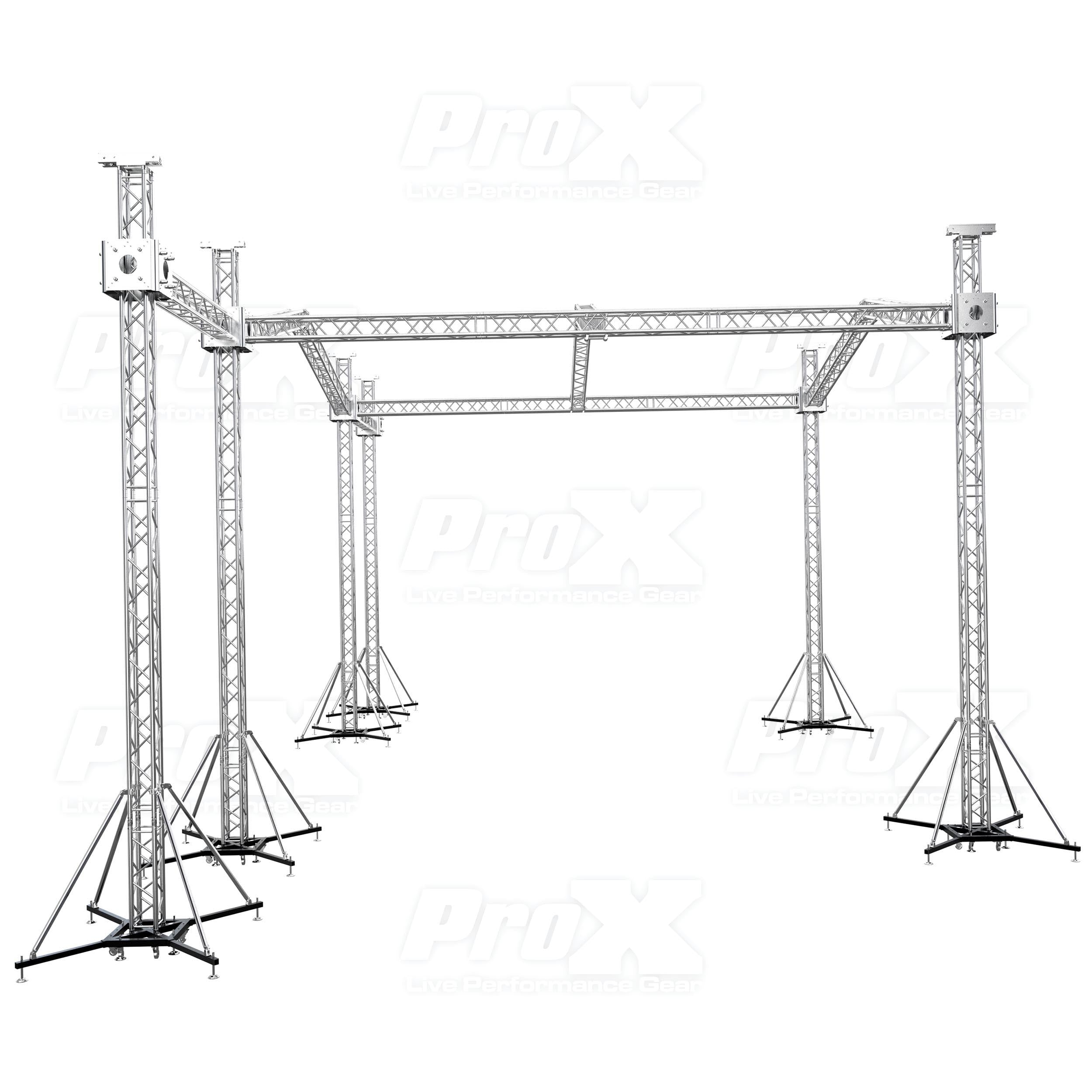 ProX 12D Stage Roofing System 30'W x 30'L x 23'H & Speaker Wings - Incl 6 Chain Hoist