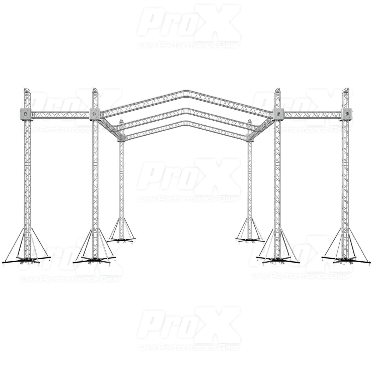 ProX 12D Stage Roofing System 30'W x 30'L x 23'H & Speaker Wings - Incl 6 Chain Hoist.