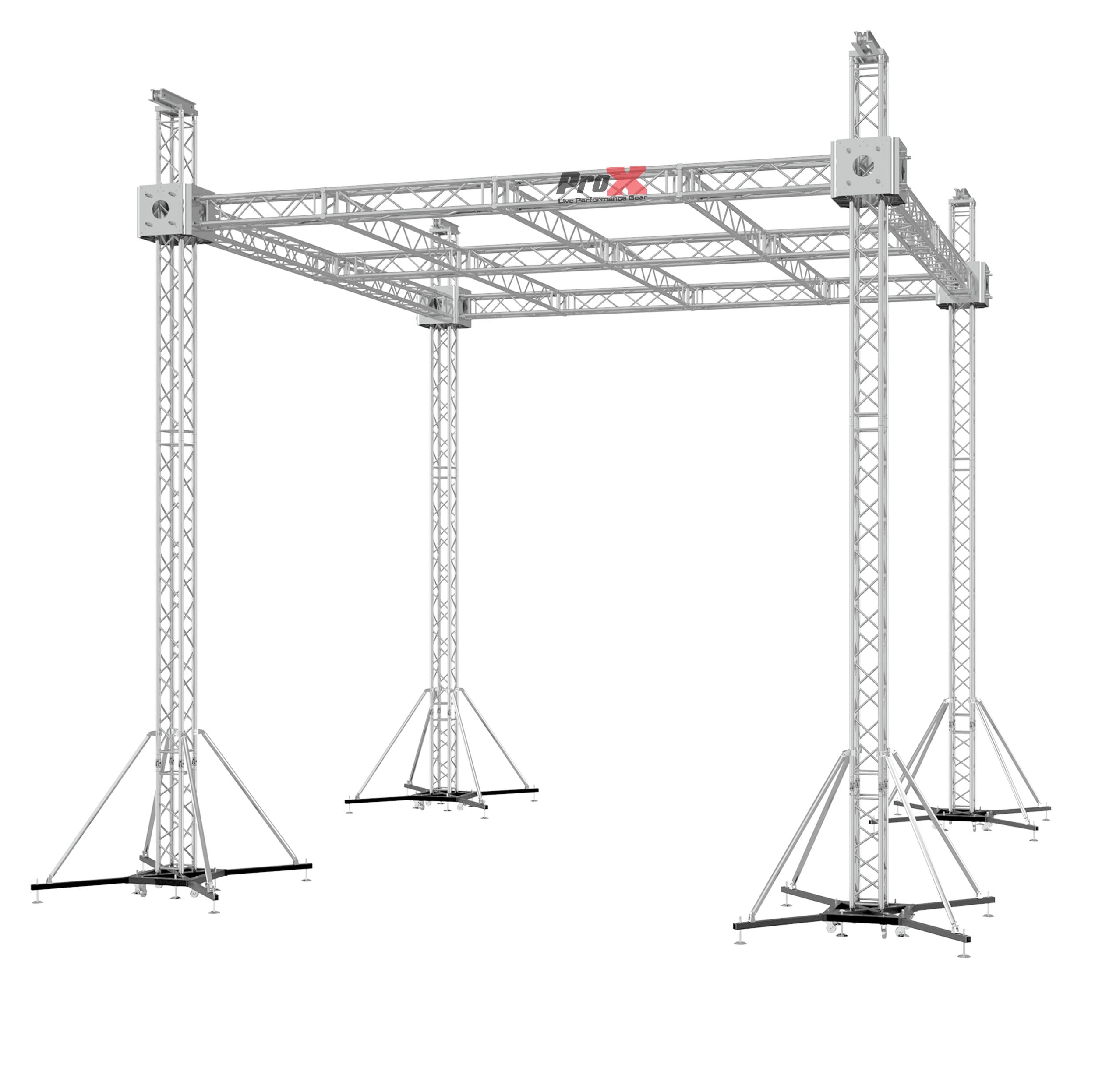 ProX F34 Stage Roofing Truss System with Ground Support, Truss and Chain Hoists – 32x32x23 Ft.