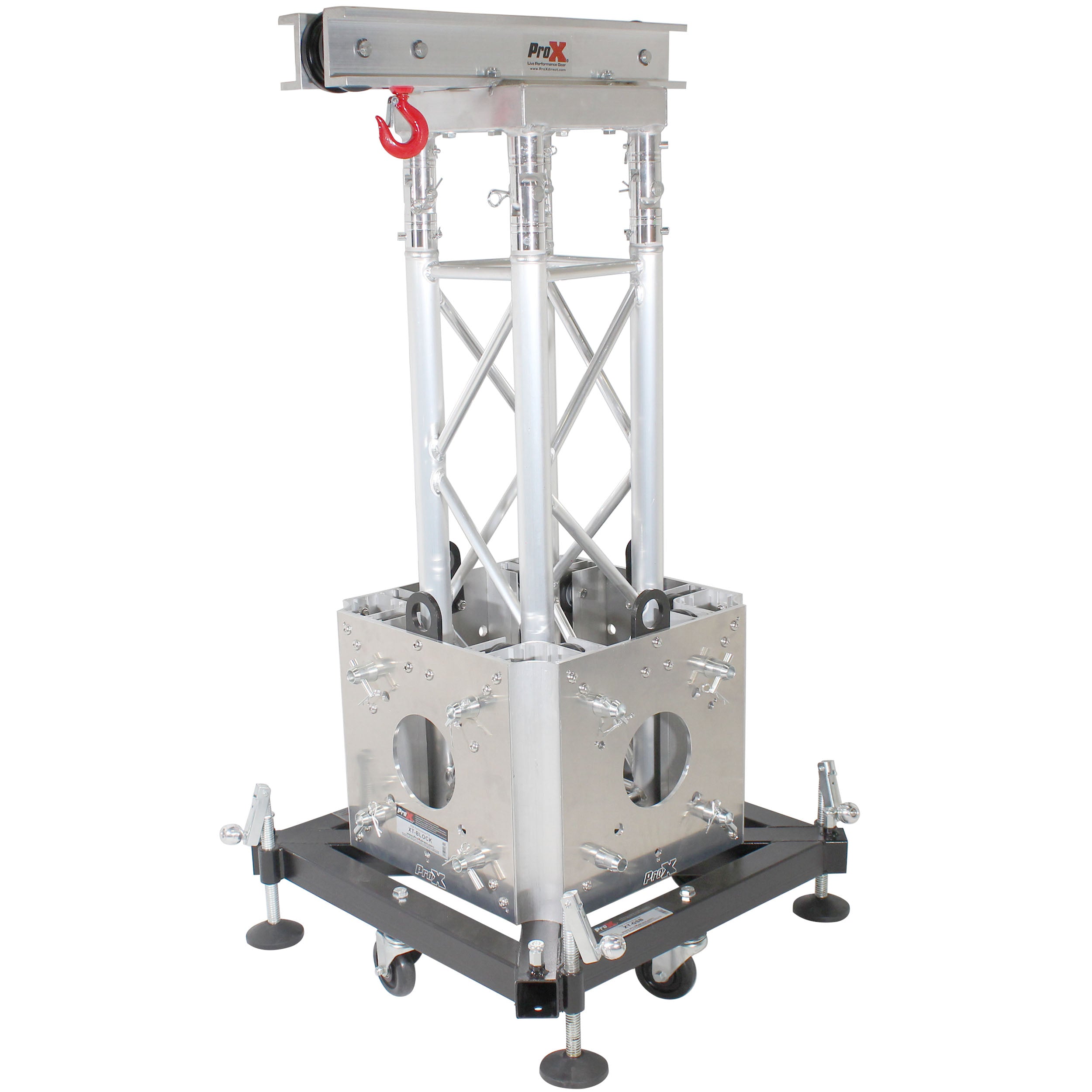ProX Truss Tower Stage Roofing System Package -Top Block | Hinges | Base | Outriggers and 3.28 Ft. 2 mm Wall Truss Segment
