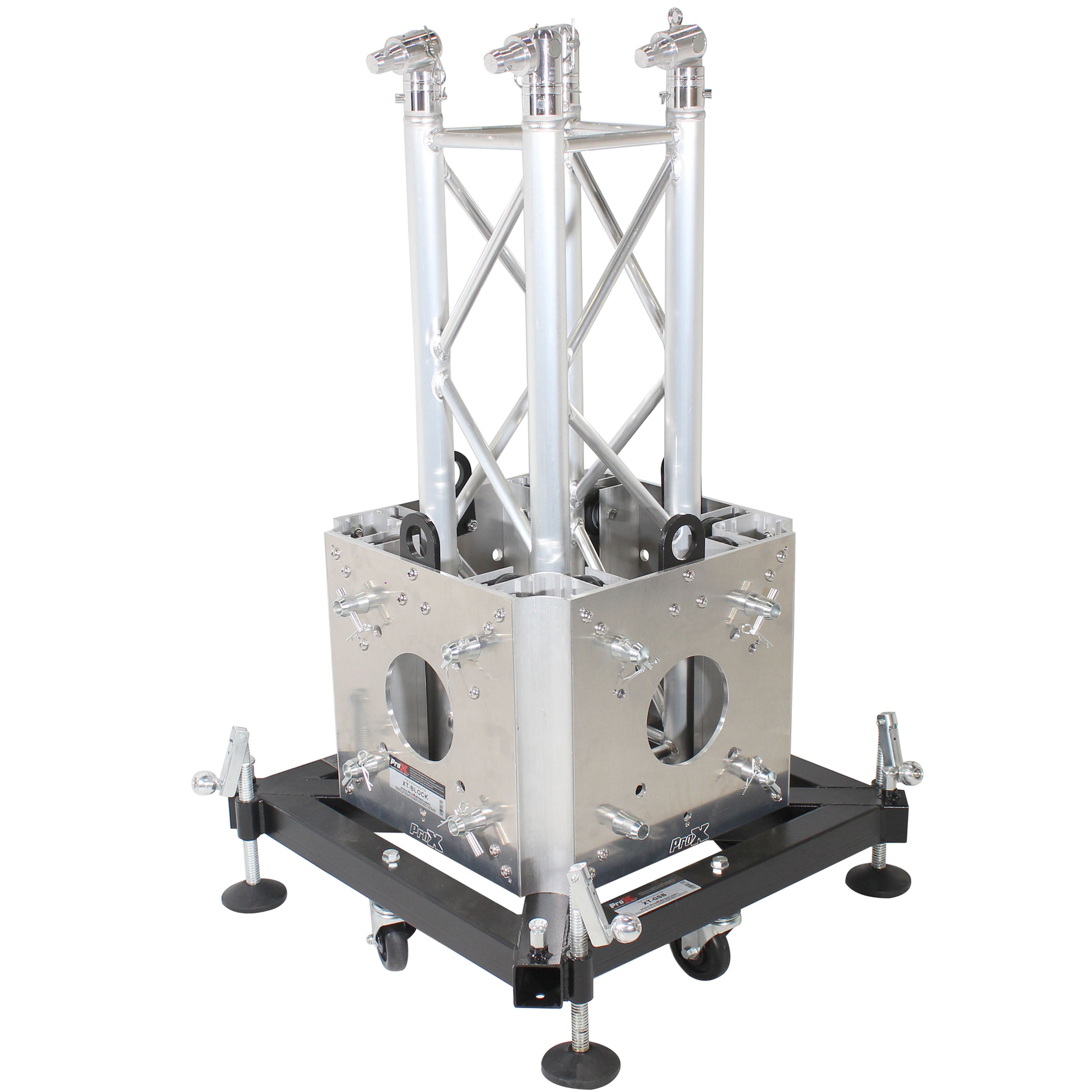 ProX Truss Tower Stage Roofing System Package -Top Block | Hinges | Base | Outriggers and 3.28 Ft. 2 mm Wall Truss Segment