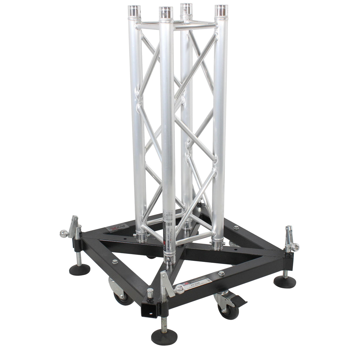 ProX Truss Tower Stage Roofing System Package -Top Block | Hinges | Base | Outriggers and 3.28 Ft. 2 mm Wall Truss Segment.