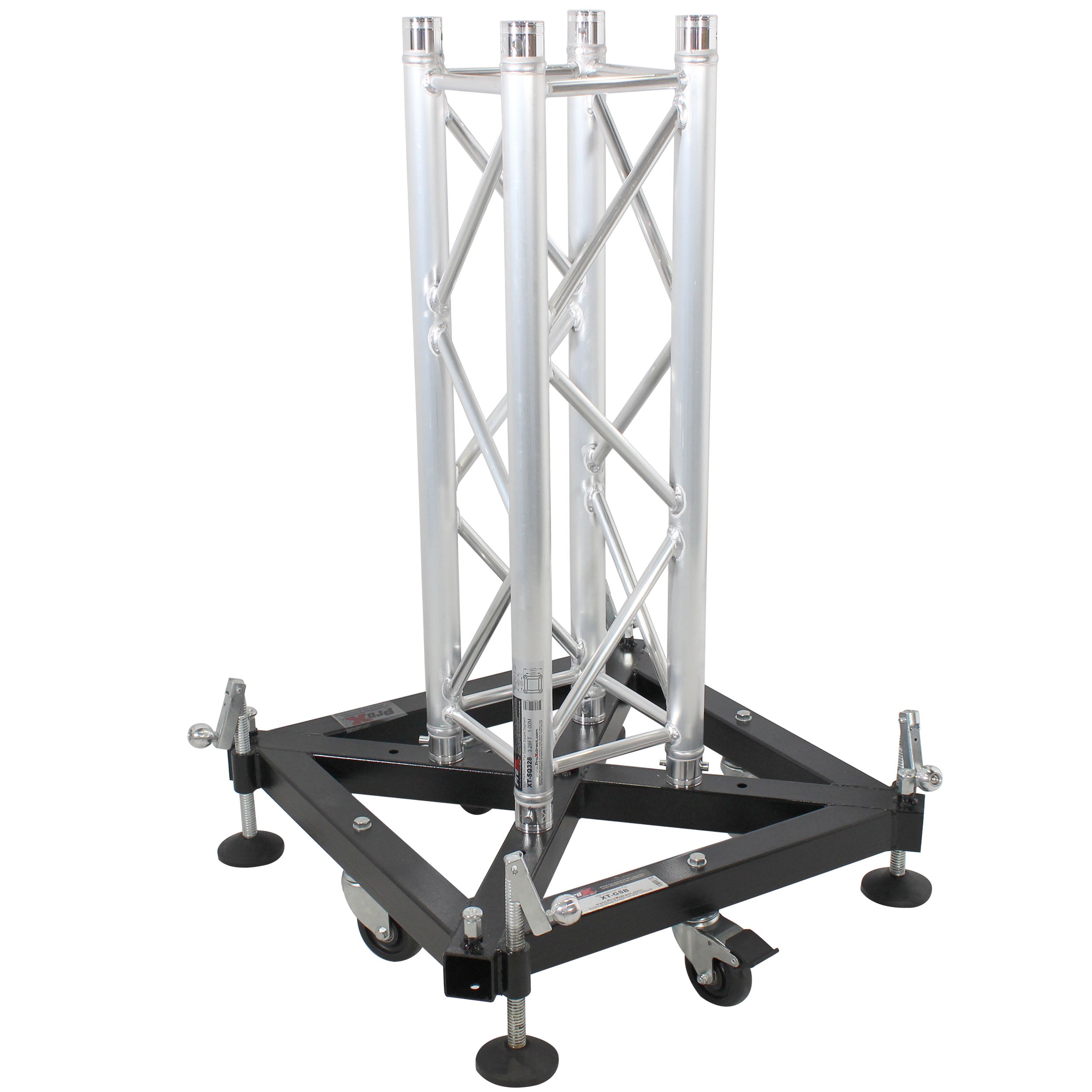 ProX Truss Tower Stage Roofing System Package -Top Block | Hinges | Base | Outriggers and 3.28 Ft. 2 mm Wall Truss Segment