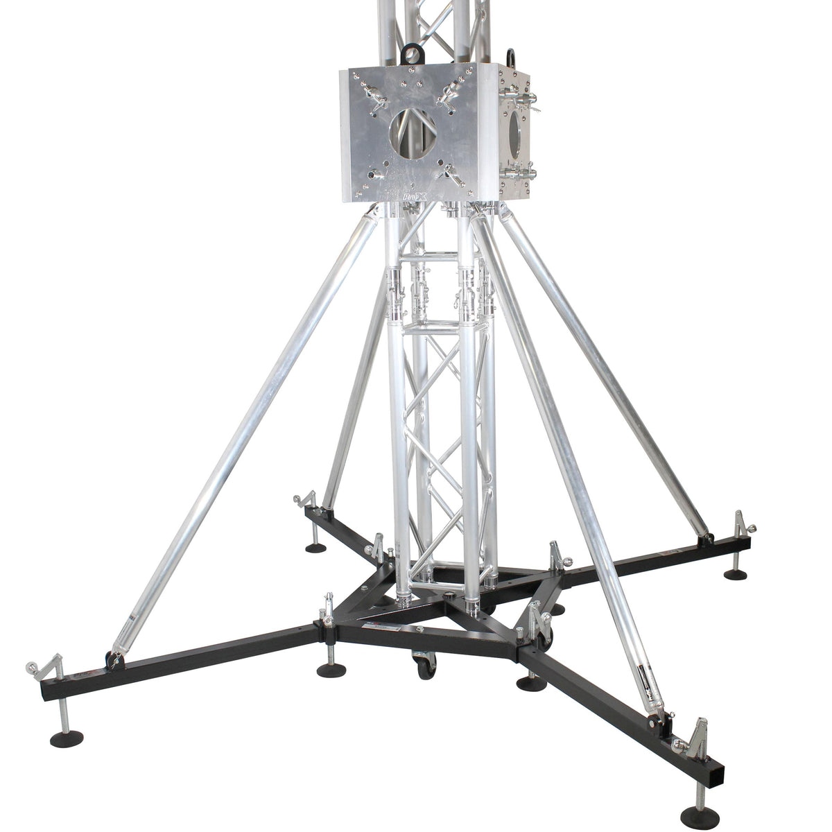 ProX Truss Tower Stage Roofing System Package -Top Block | Hinges | Base | Outriggers and 3.28 Ft. 2 mm Wall Truss Segment.